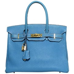 Hermes Blue Jean 30cm Birkin Bag