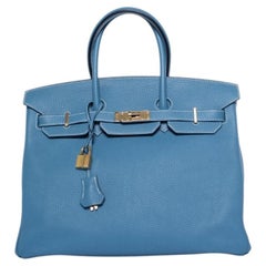 Hermes, Blue jean 35 Birkin bag  in togo leather