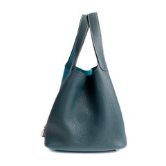Hermès Blue Jean Bicolor Clemence Picotin Lock 22 Bag