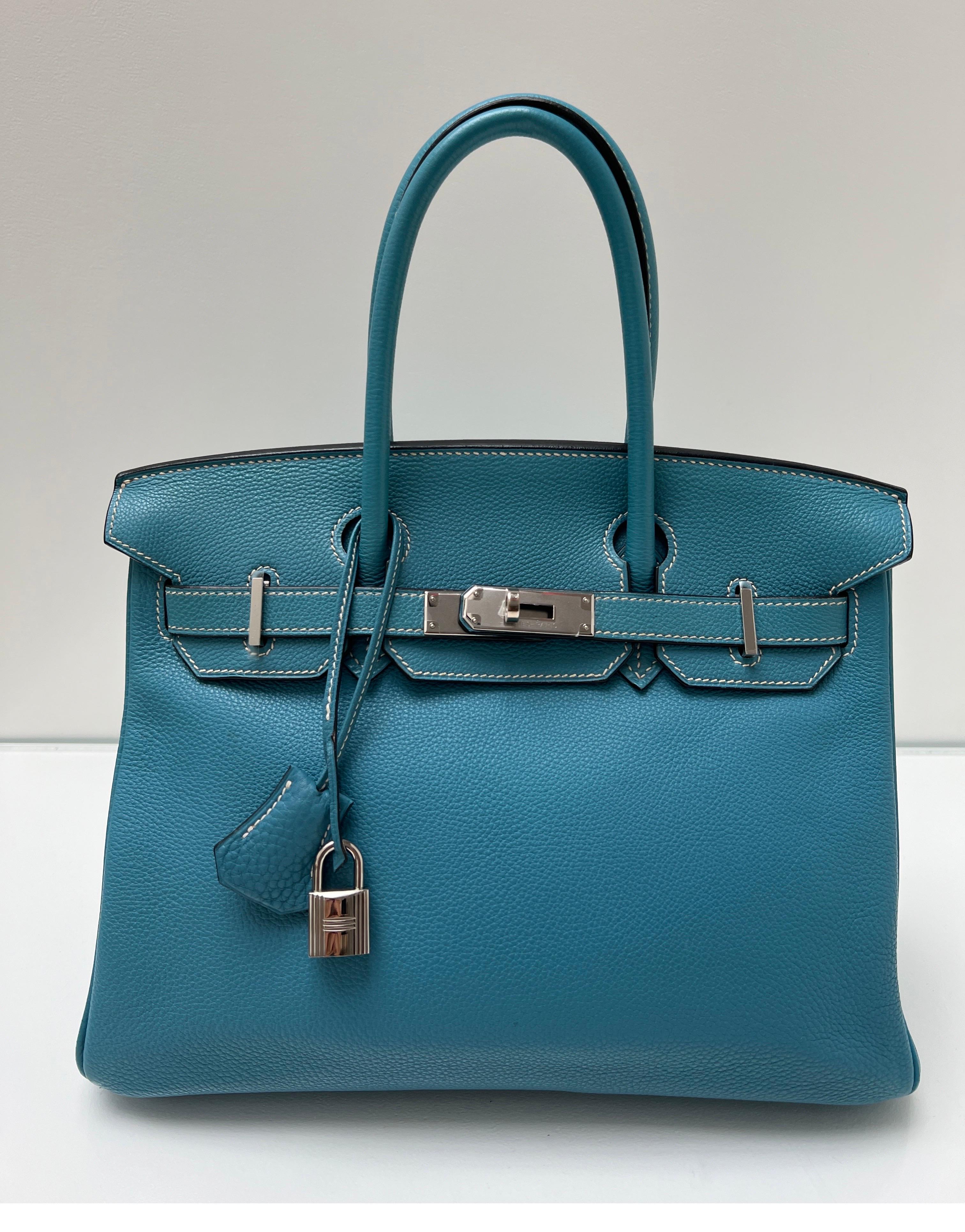 Hermes Blue Jean Birkin 30 Bag 10