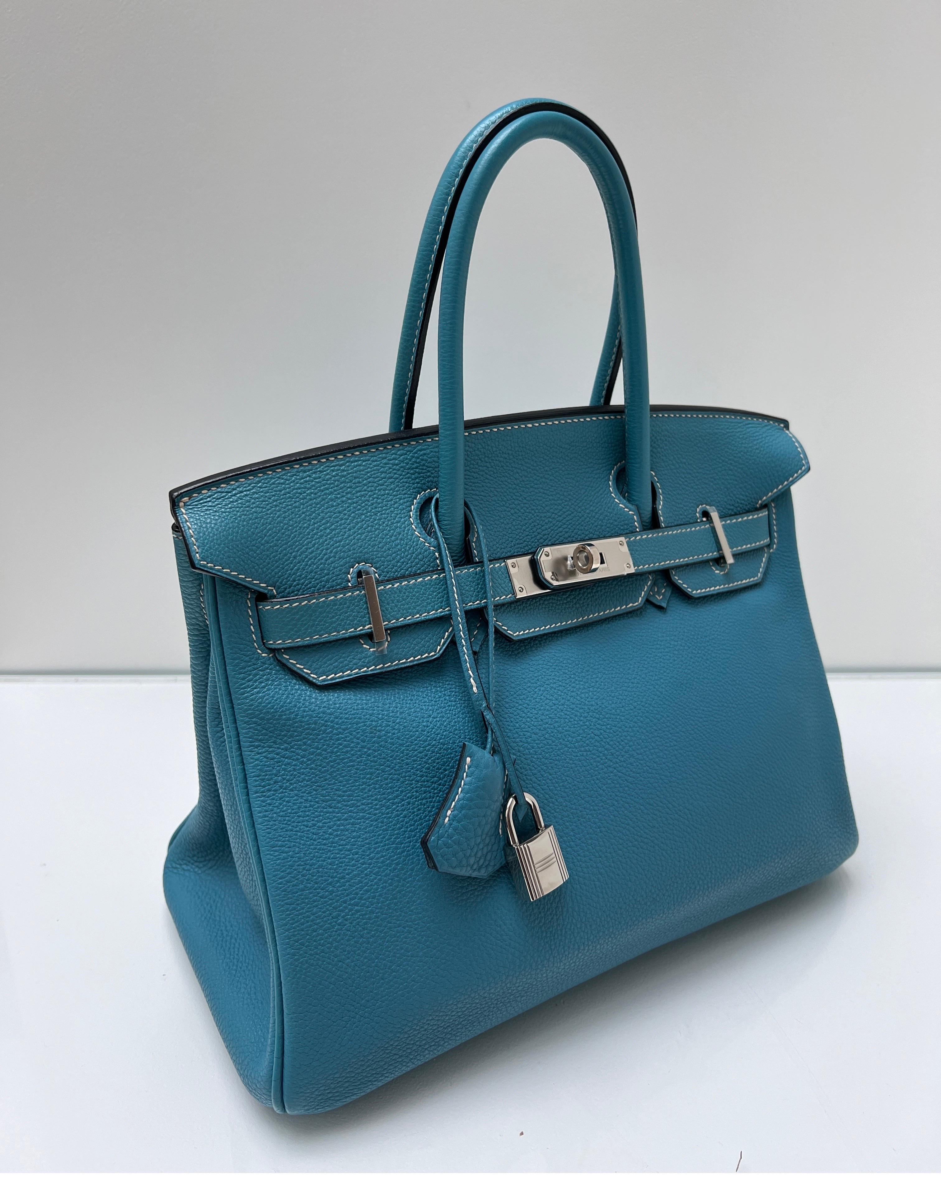 Hermes Blue Jean Birkin 30 Bag 11