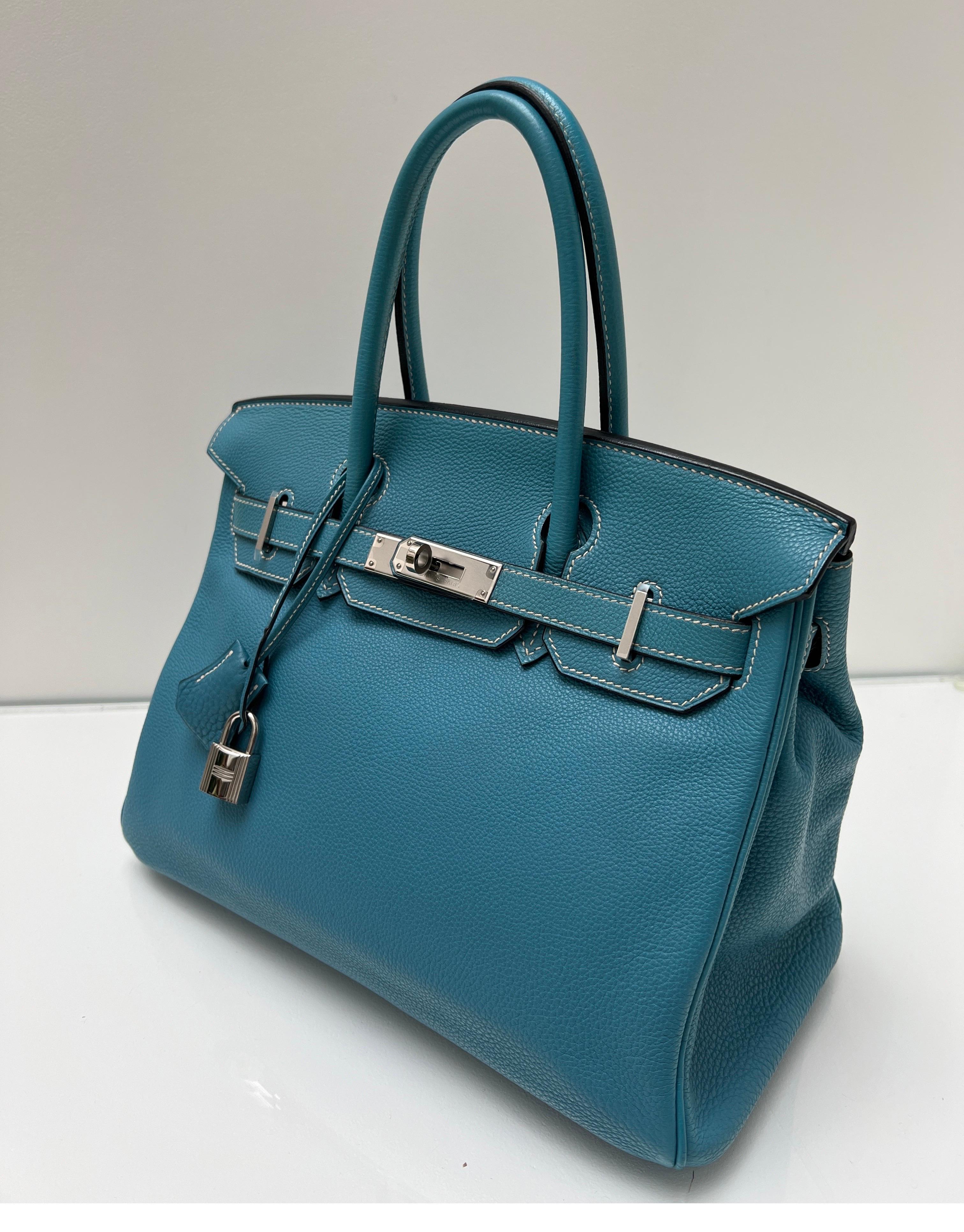 Hermes Blue Jean Birkin 30 Bag 12