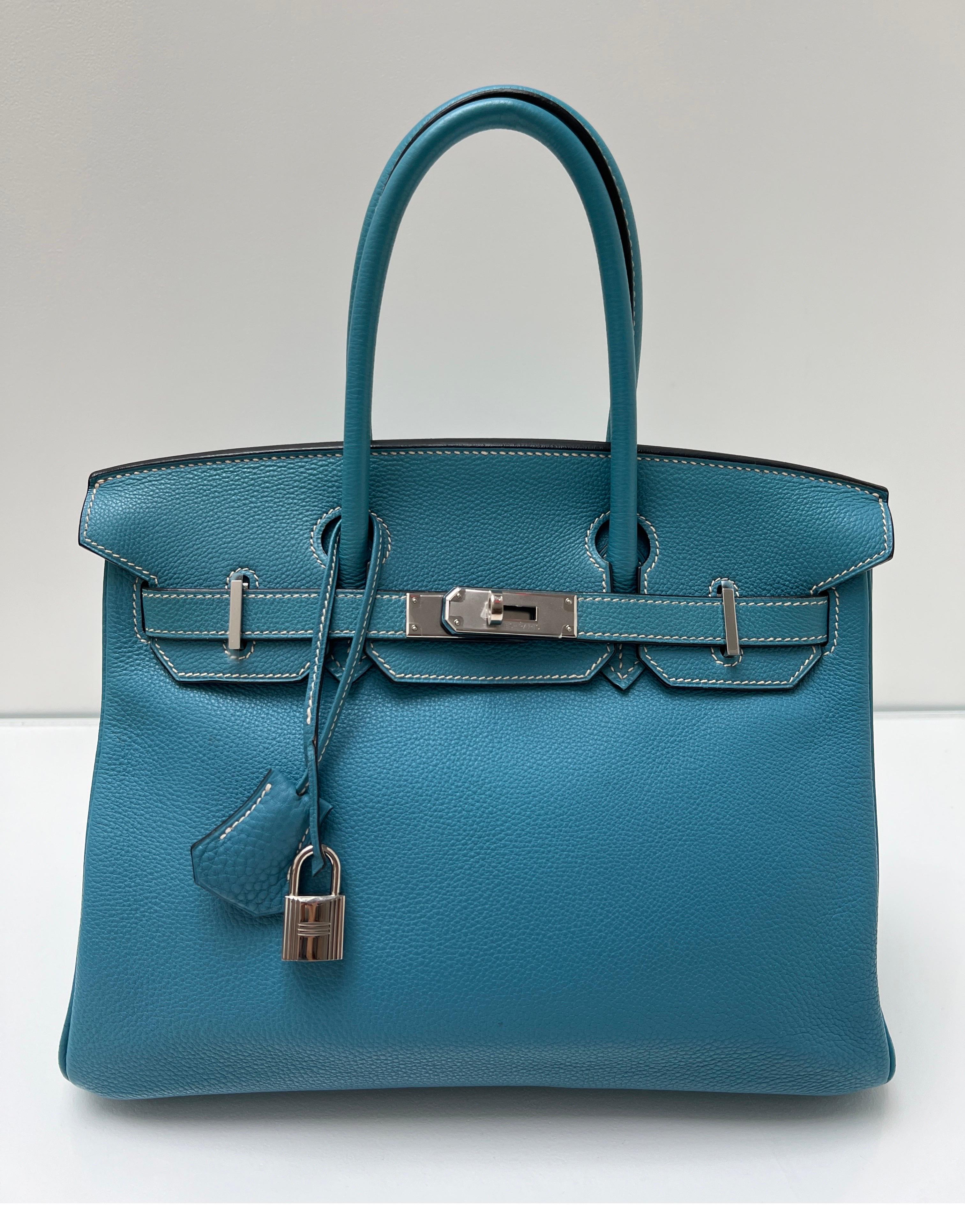 Hermes Blue Jean Birkin 30 Bag 13