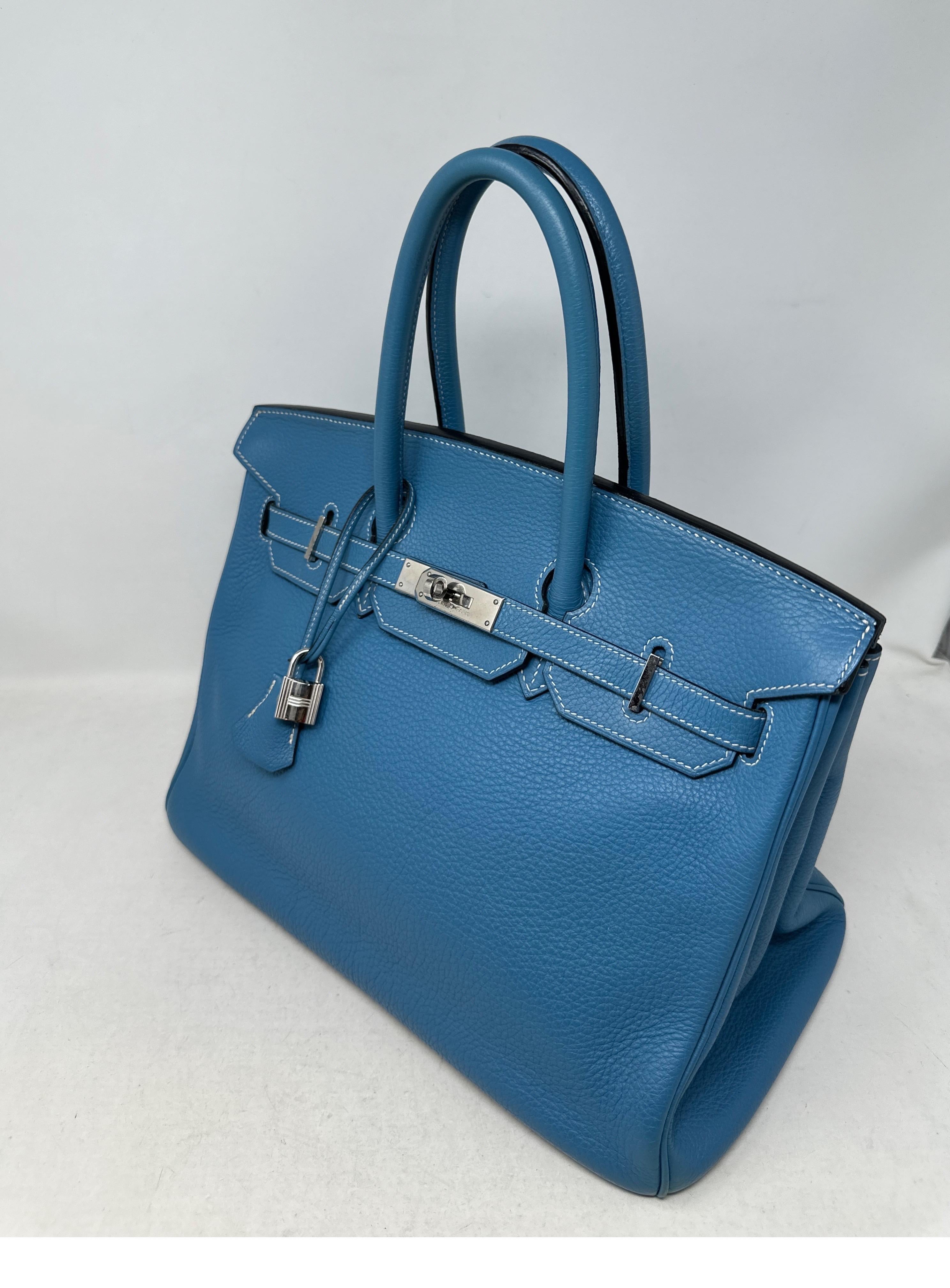 Blaue Jean Birkin 35 Tasche von Hermes  im Angebot 6