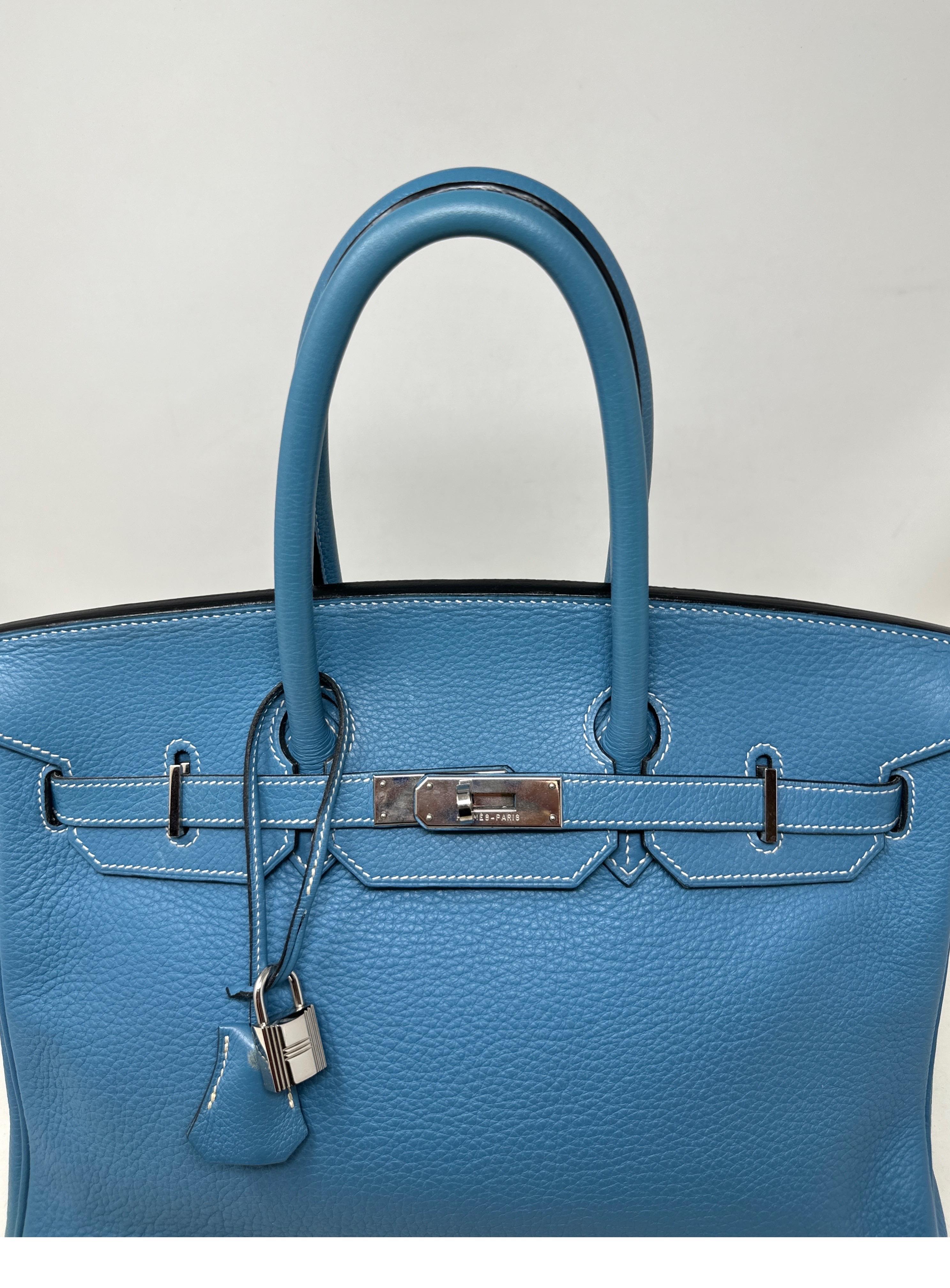 Blaue Jean Birkin 35 Tasche von Hermes  im Angebot 7