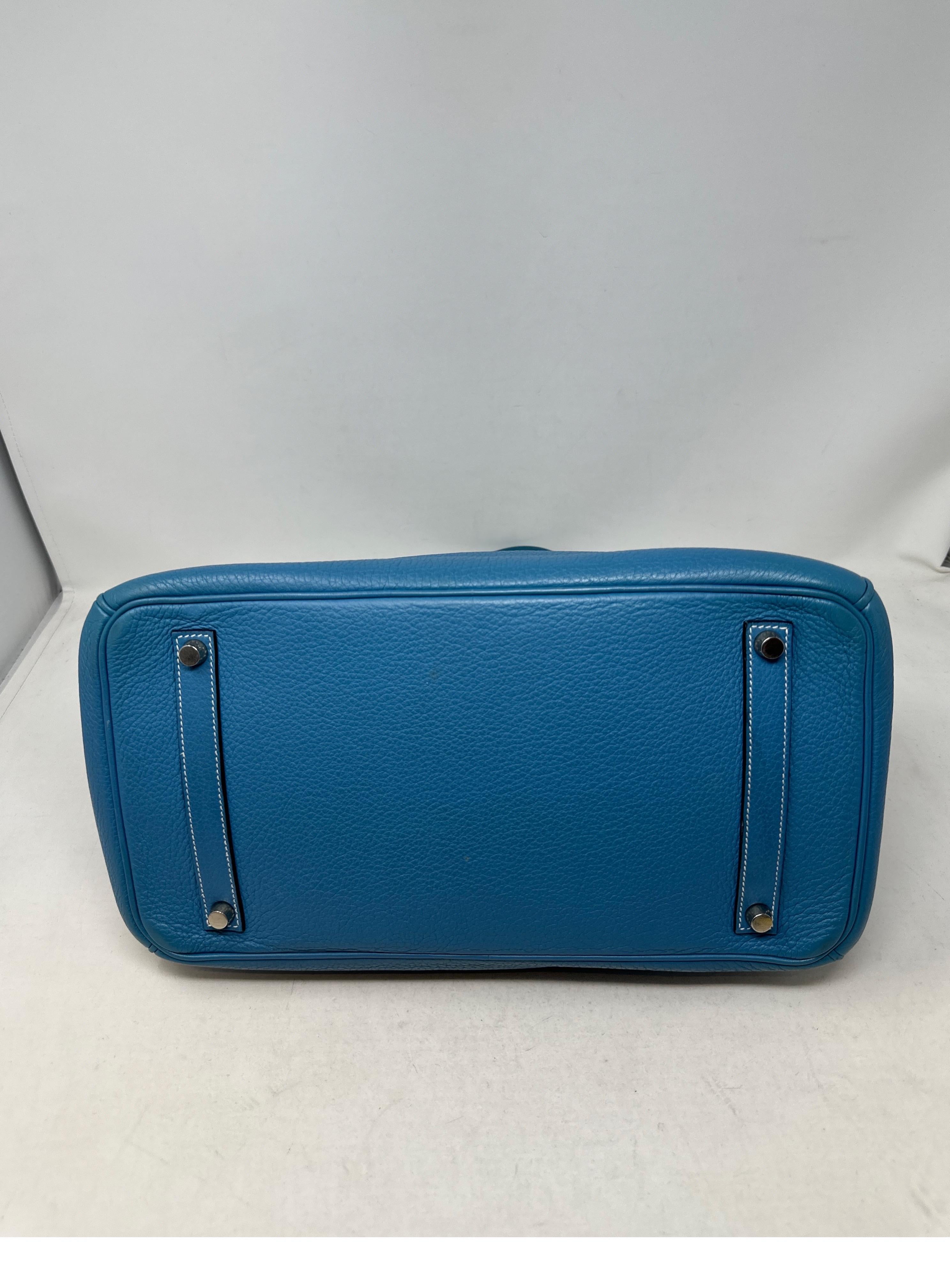 Blaue Jean Birkin 35 Tasche von Hermes  im Angebot 8