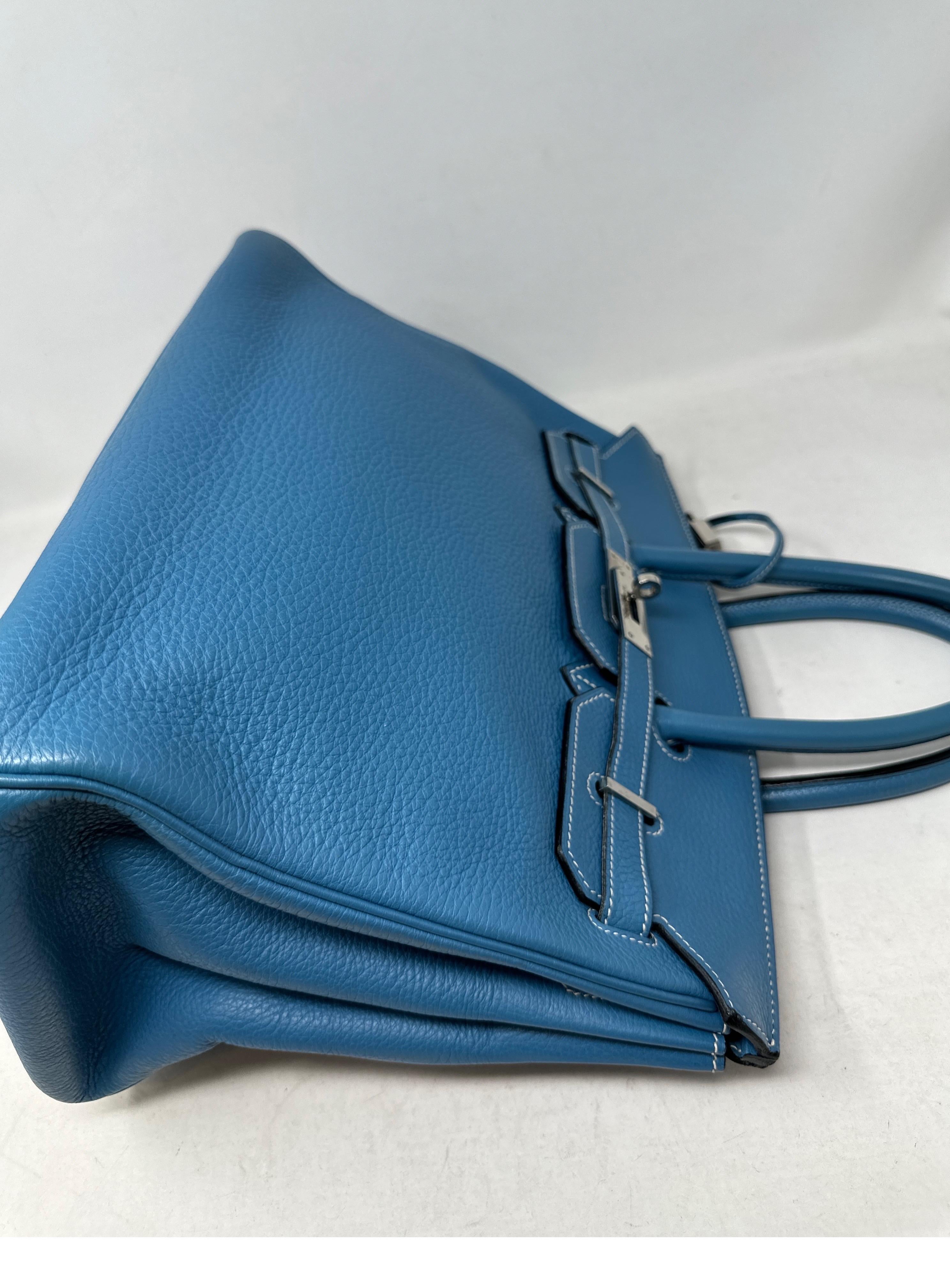 Blaue Jean Birkin 35 Tasche von Hermes  im Angebot 10