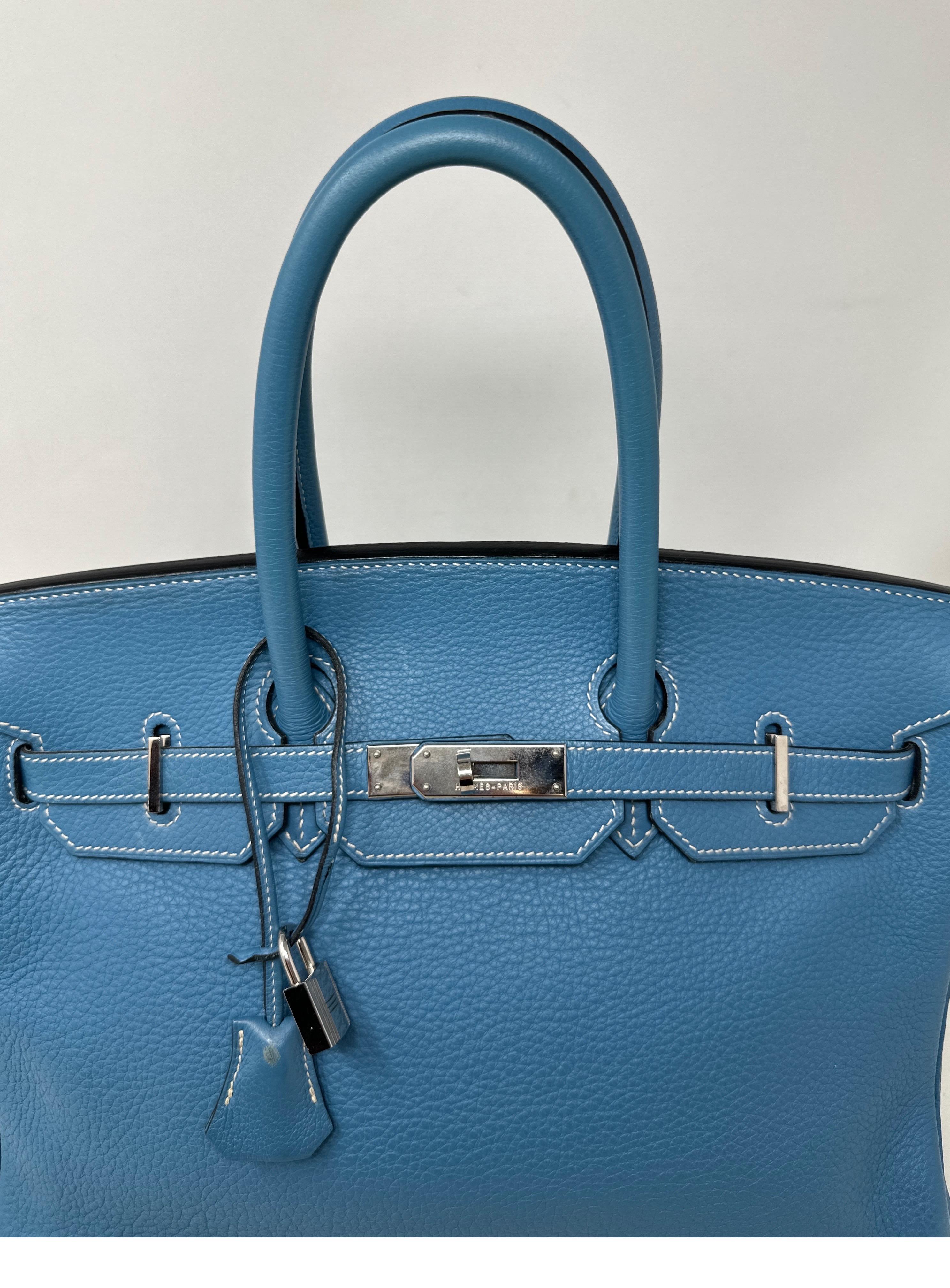 Blaue Jean Birkin 35 Tasche von Hermes  im Angebot 11