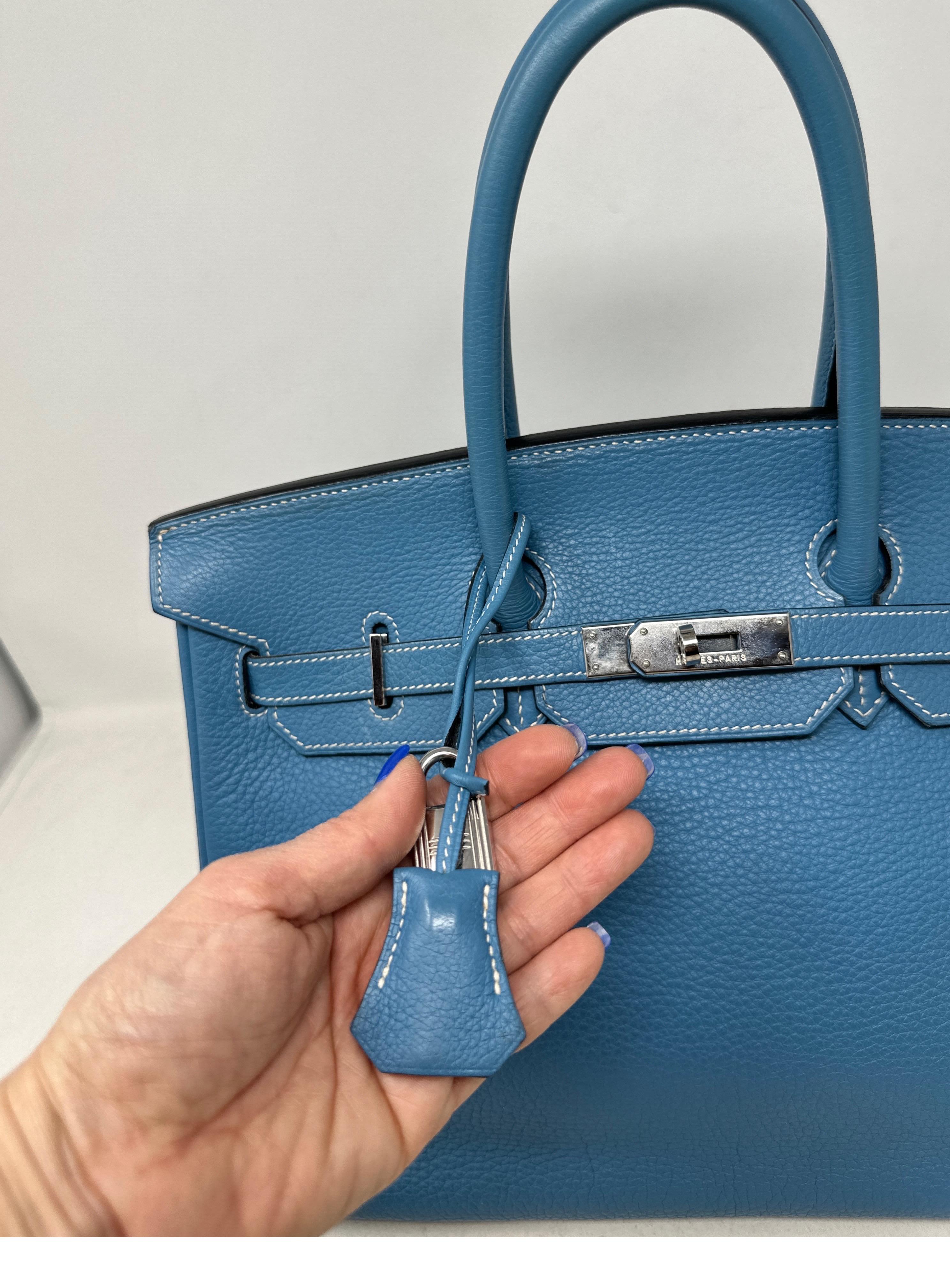 Hermes Blue Jean Birkin 35 Bag  For Sale 12