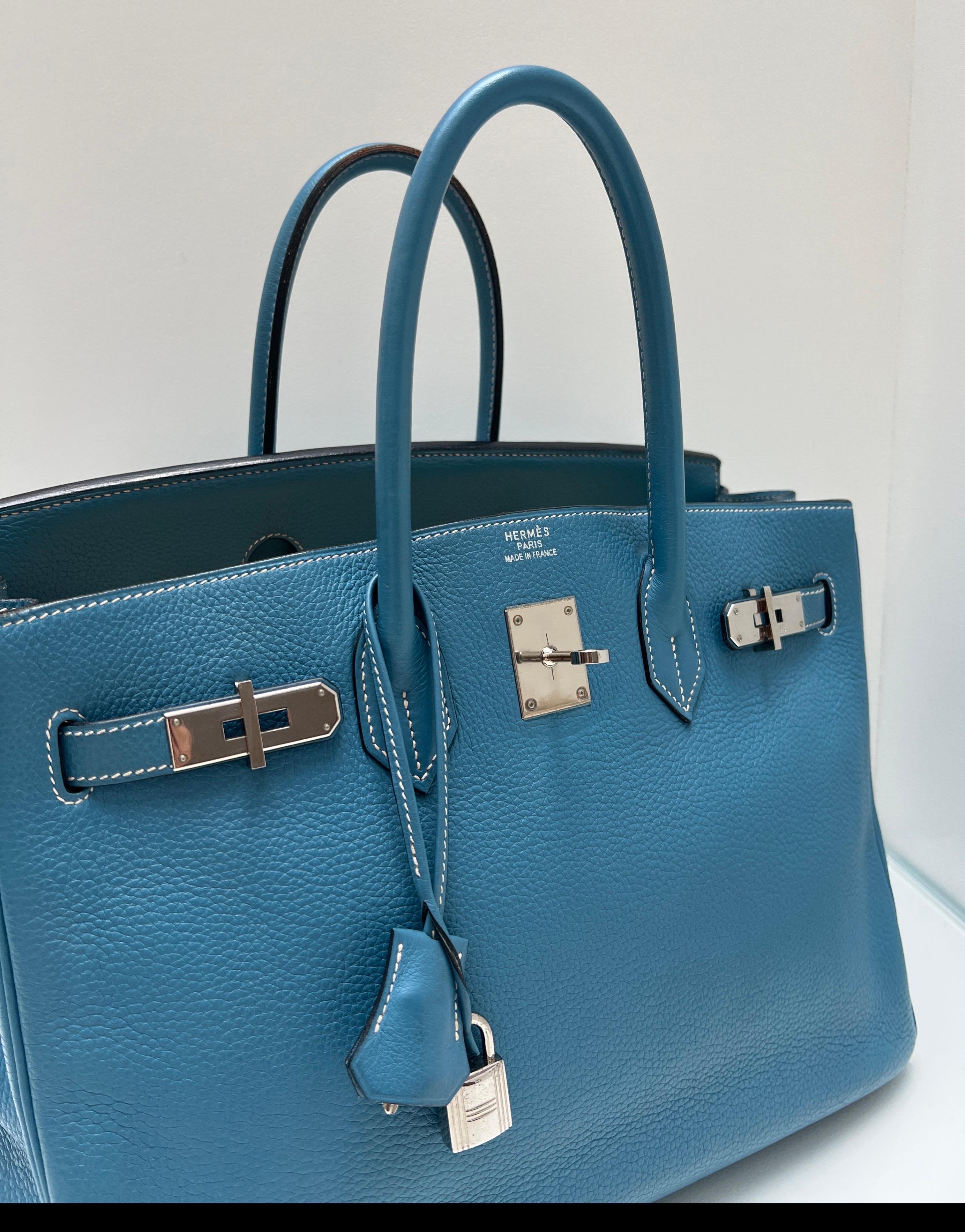 Sac Hermes Birkin 35 Jean bleu en vente 14