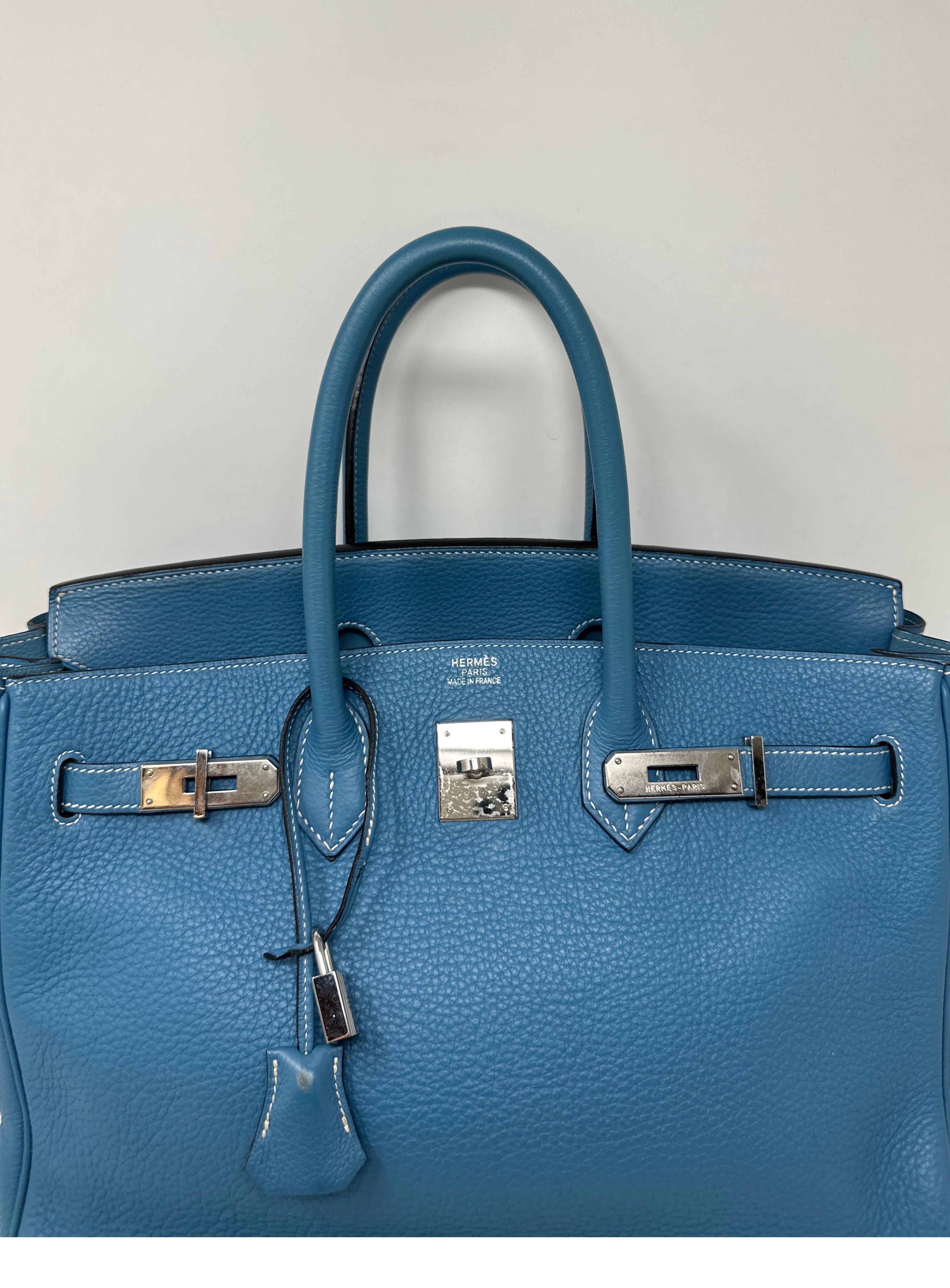 Hermes Blue Jean Birkin 35 Bag  In Good Condition For Sale In Athens, GA