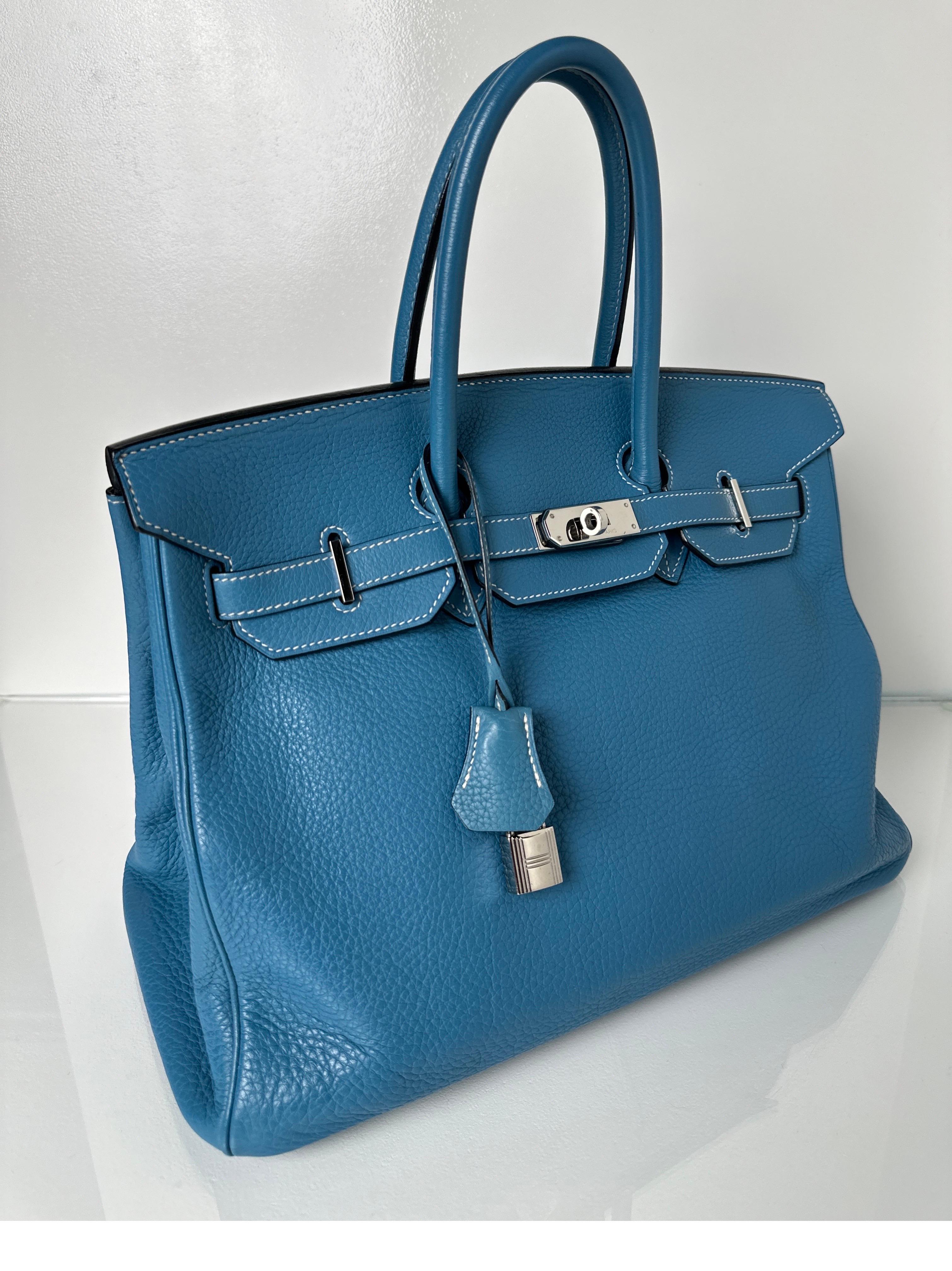 Bleu Sac Hermes Birkin 35 Jean bleu