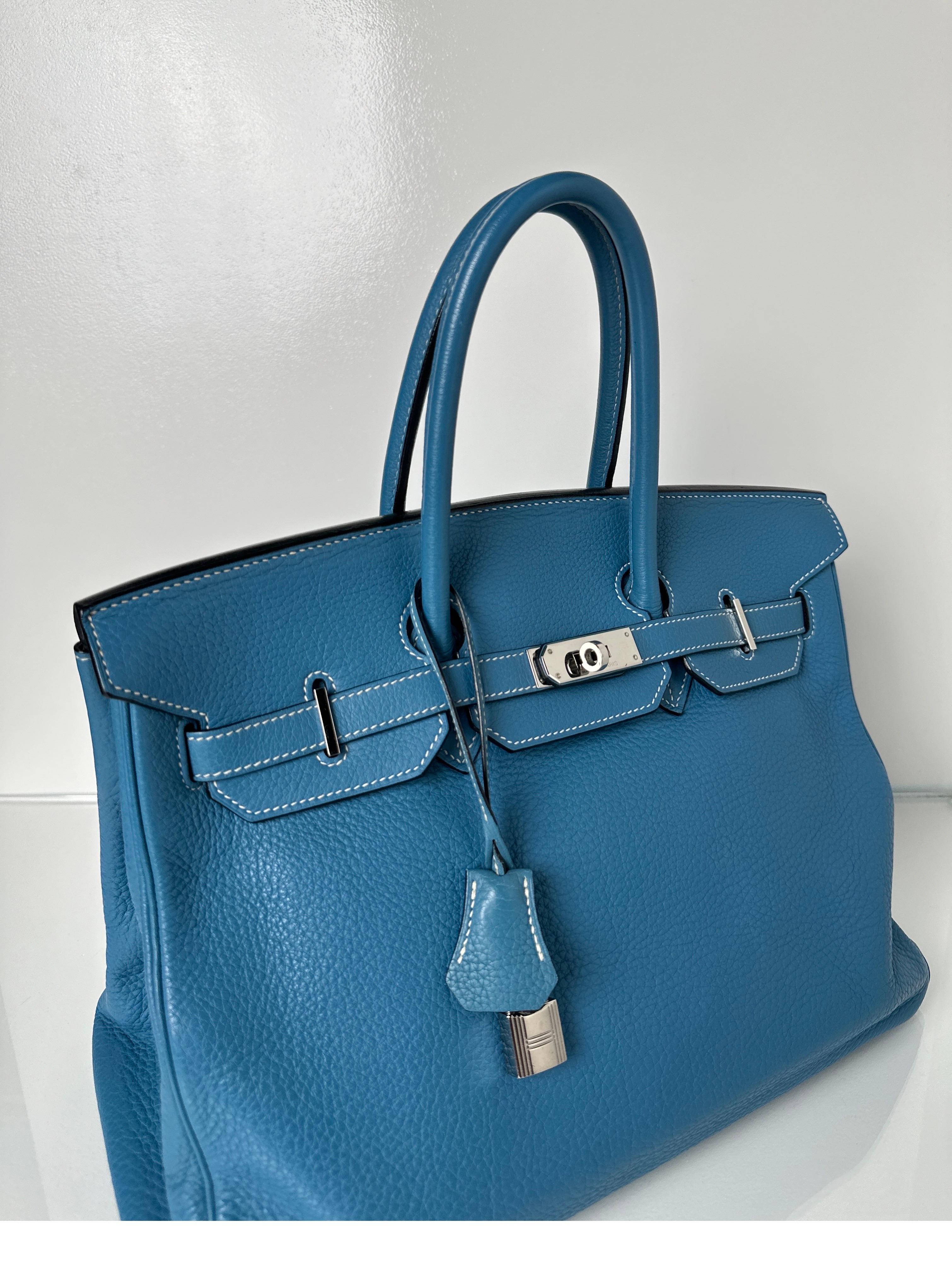 Sac Hermes Birkin 35 Jean bleu Bon état à Athens, GA