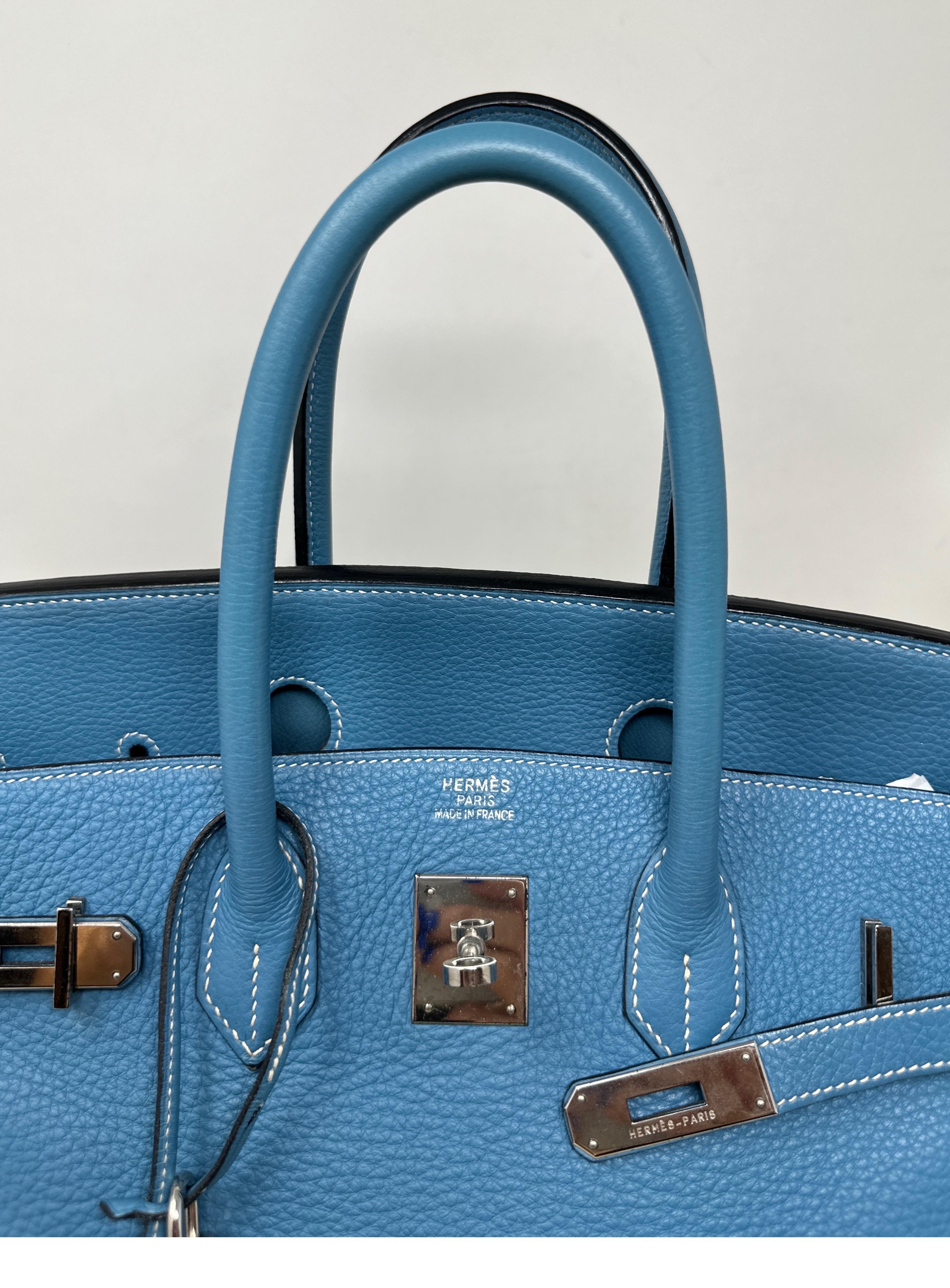 Blaue Jean Birkin 35 Tasche von Hermes  im Angebot 1