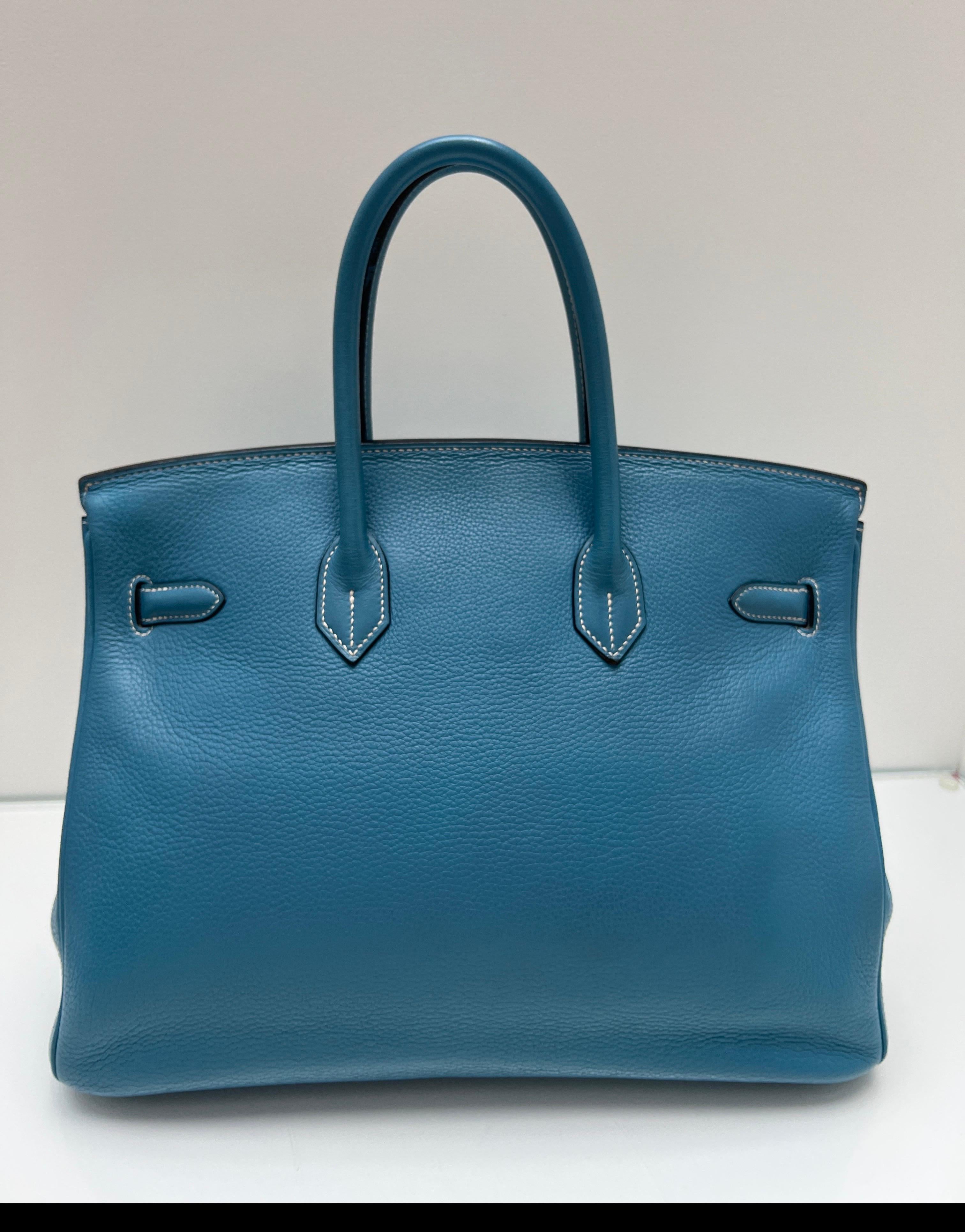 Sac Hermes Birkin 35 Jean bleu Unisexe en vente