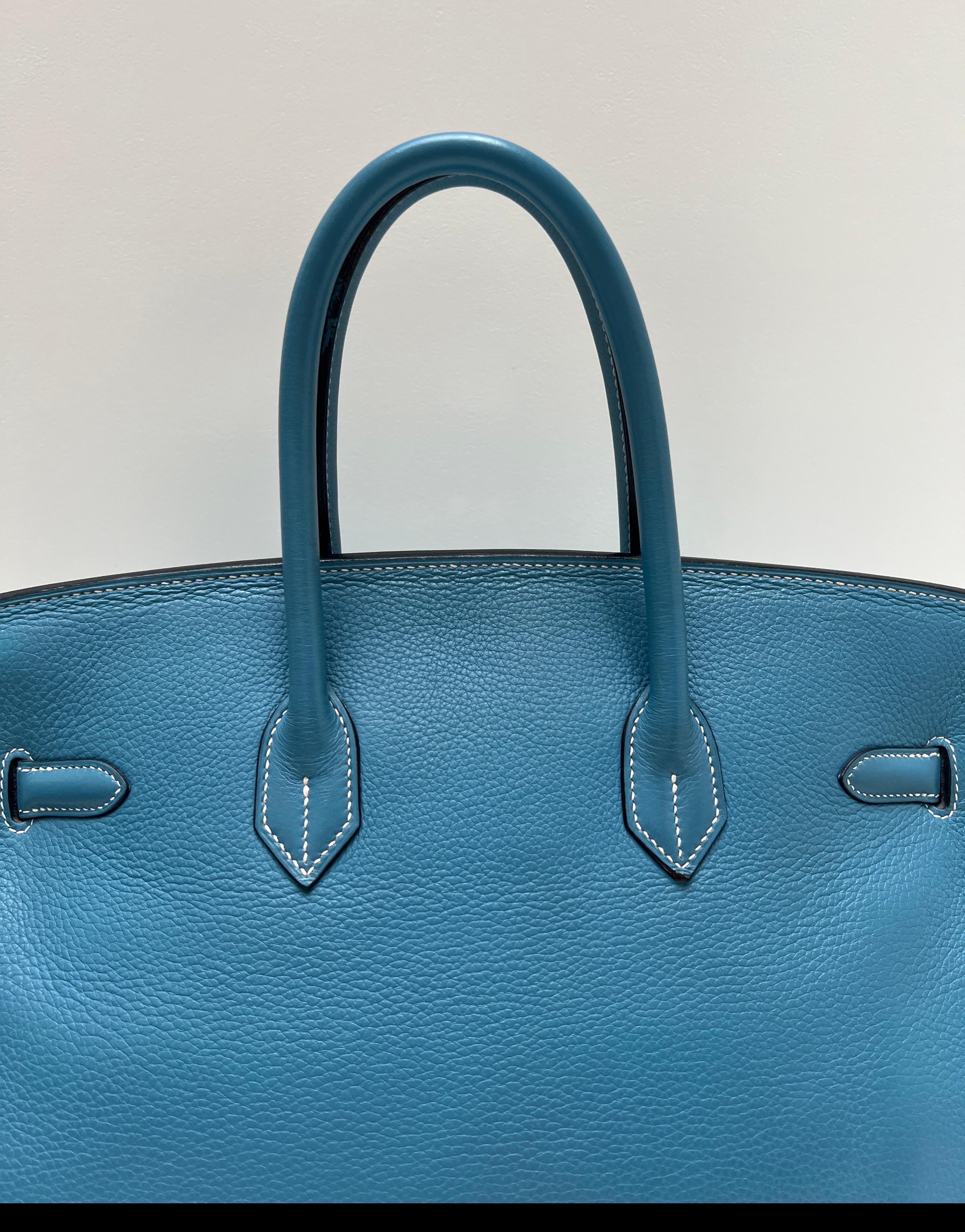 Sac Hermes Birkin 35 Jean bleu en vente 1