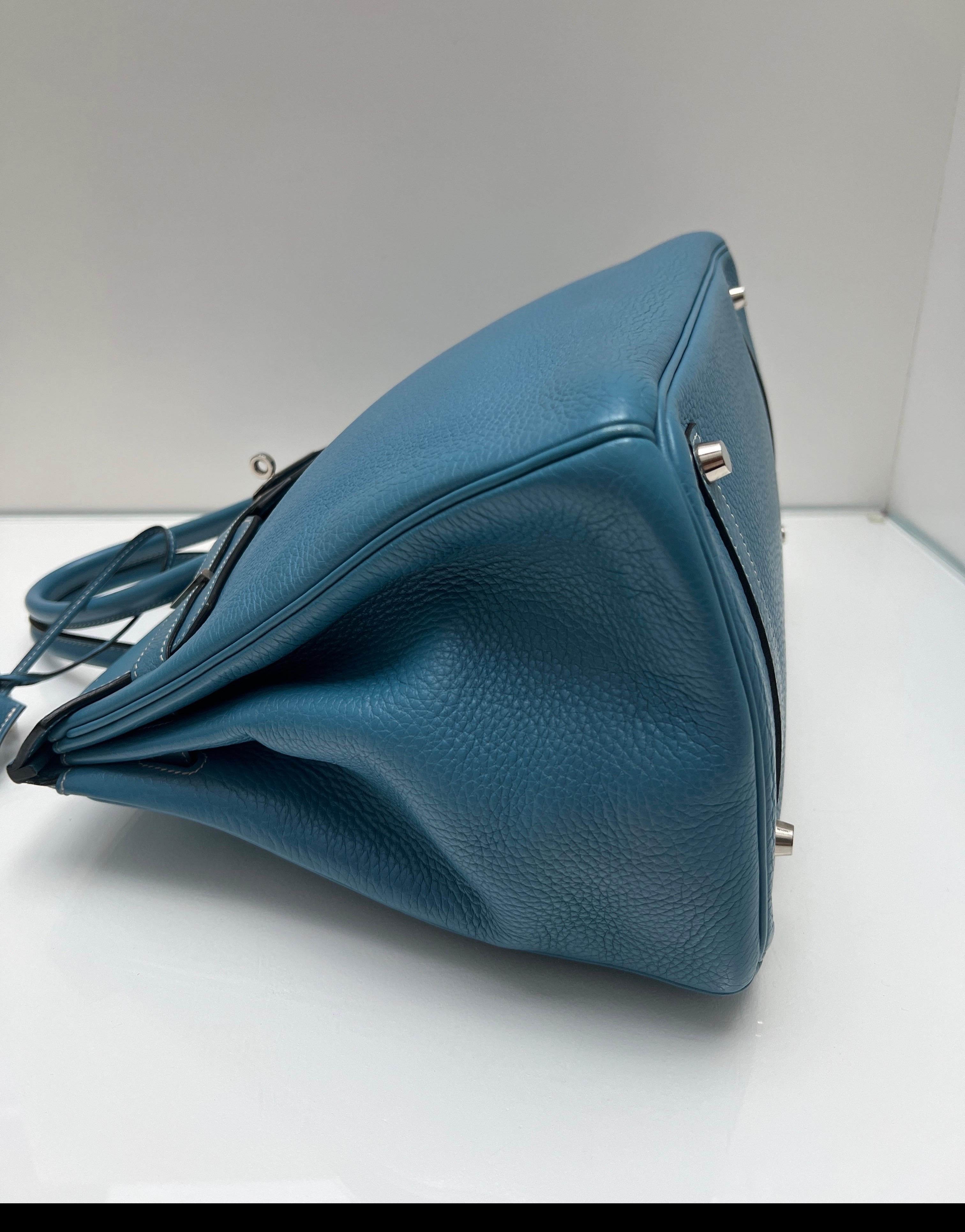 Sac Hermes Birkin 35 Jean bleu en vente 2