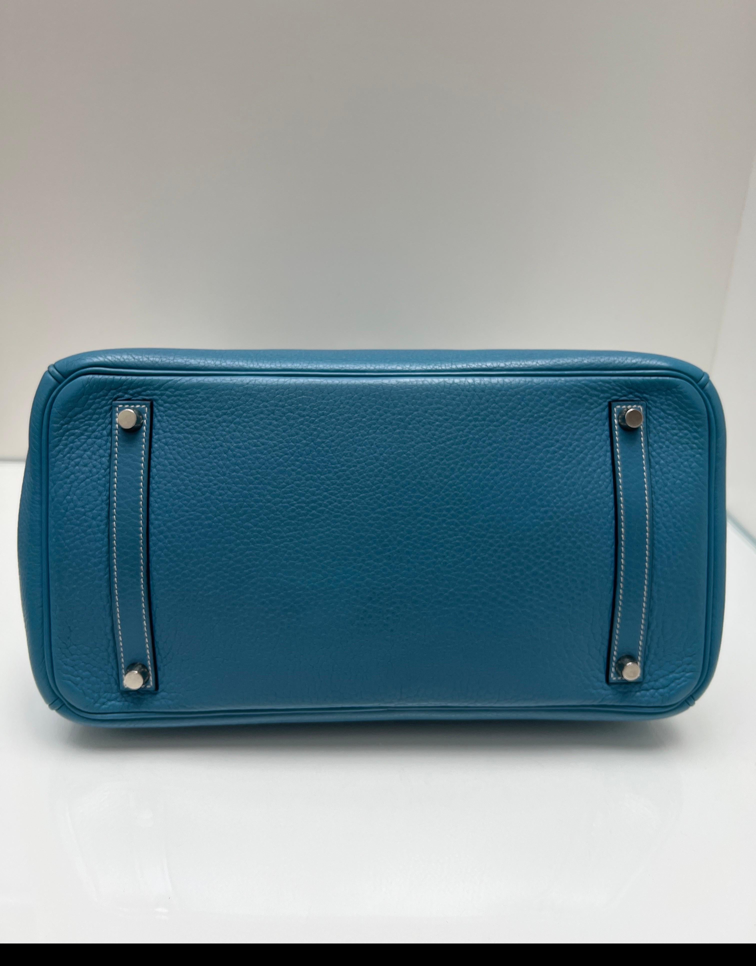 Sac Hermes Birkin 35 Jean bleu en vente 3