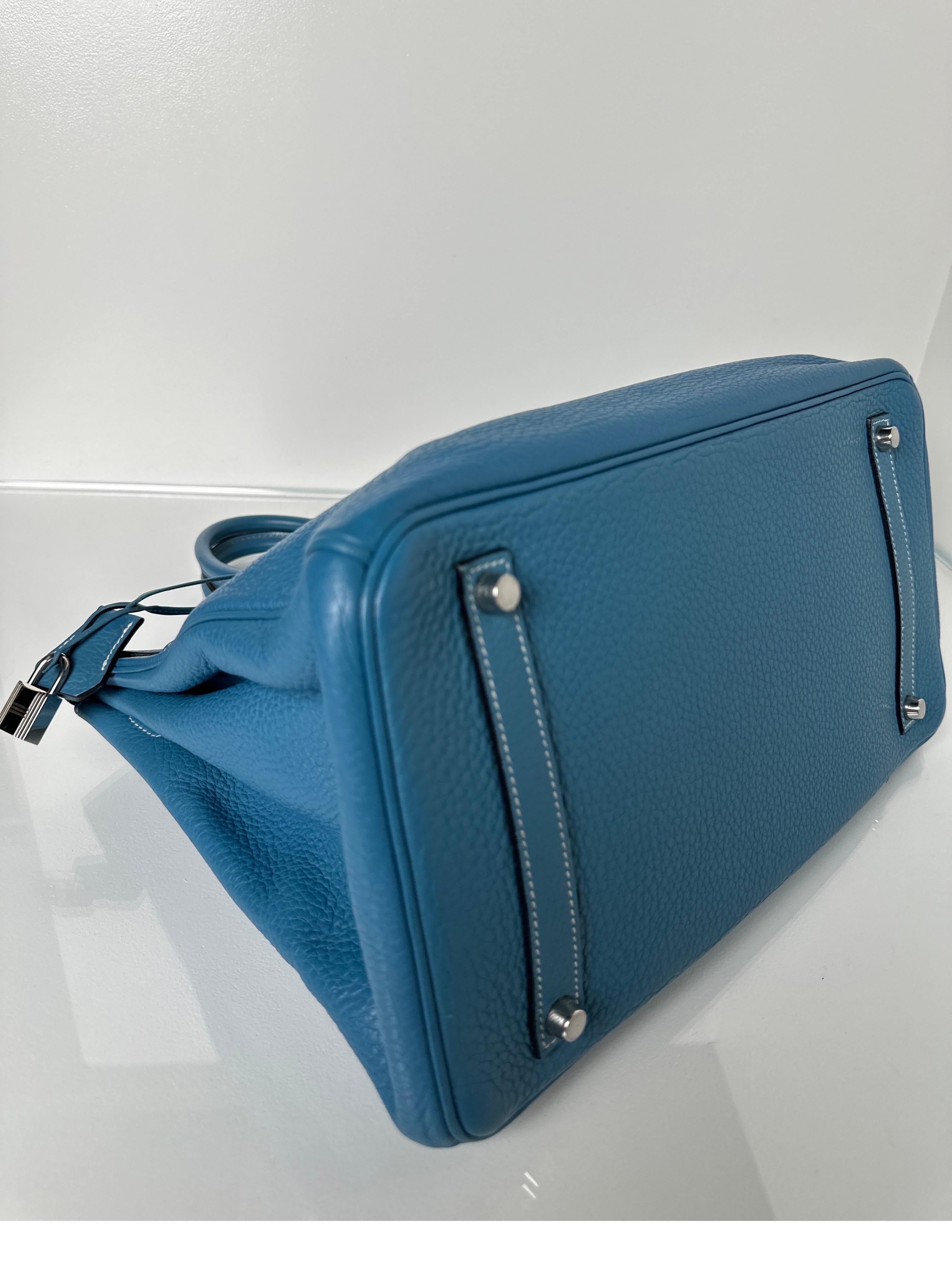 Sac Hermes Birkin 35 Jean bleu 4