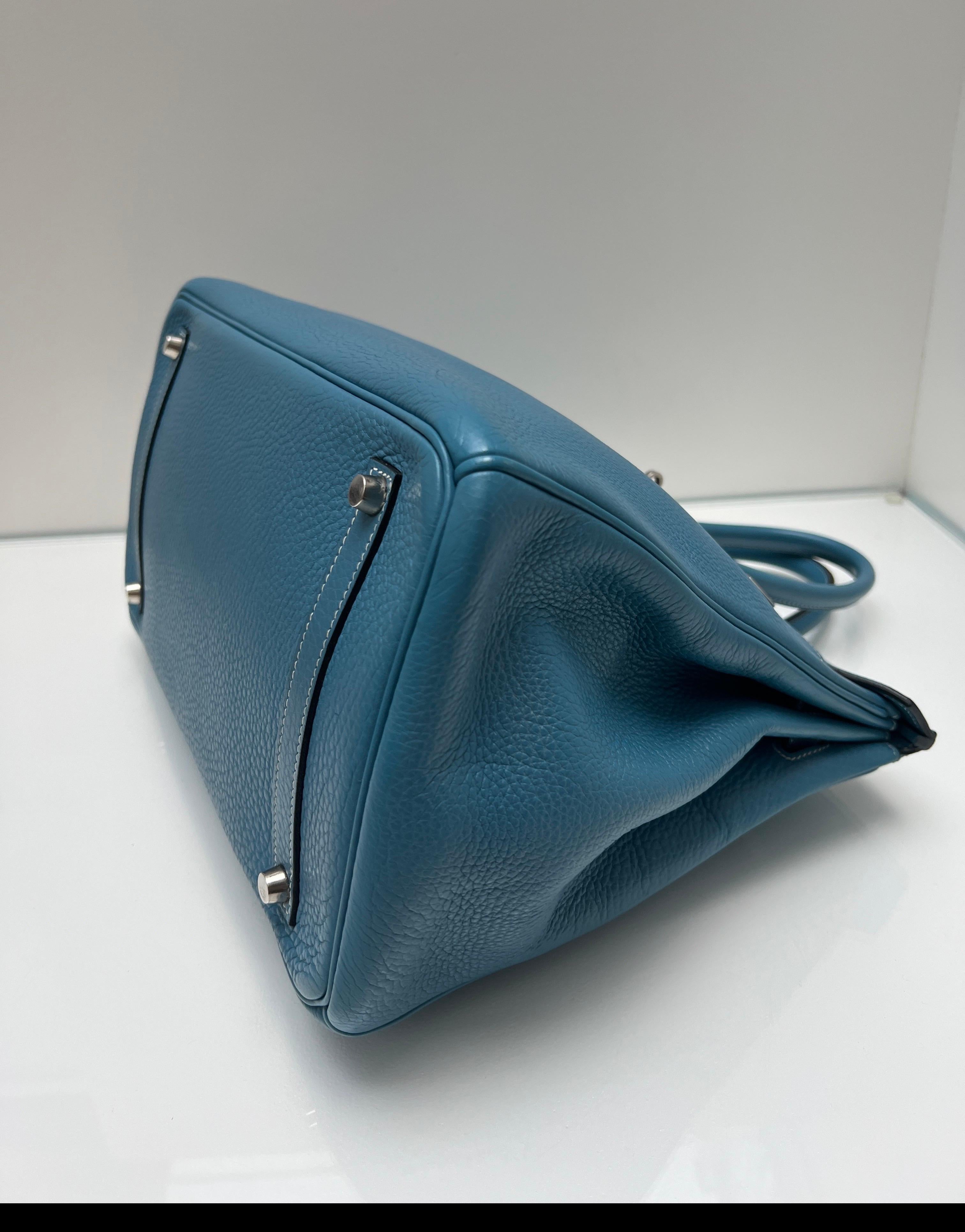 Sac Hermes Birkin 35 Jean bleu en vente 4