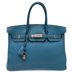 Hermes Blue Jean Birkin 35 Bag