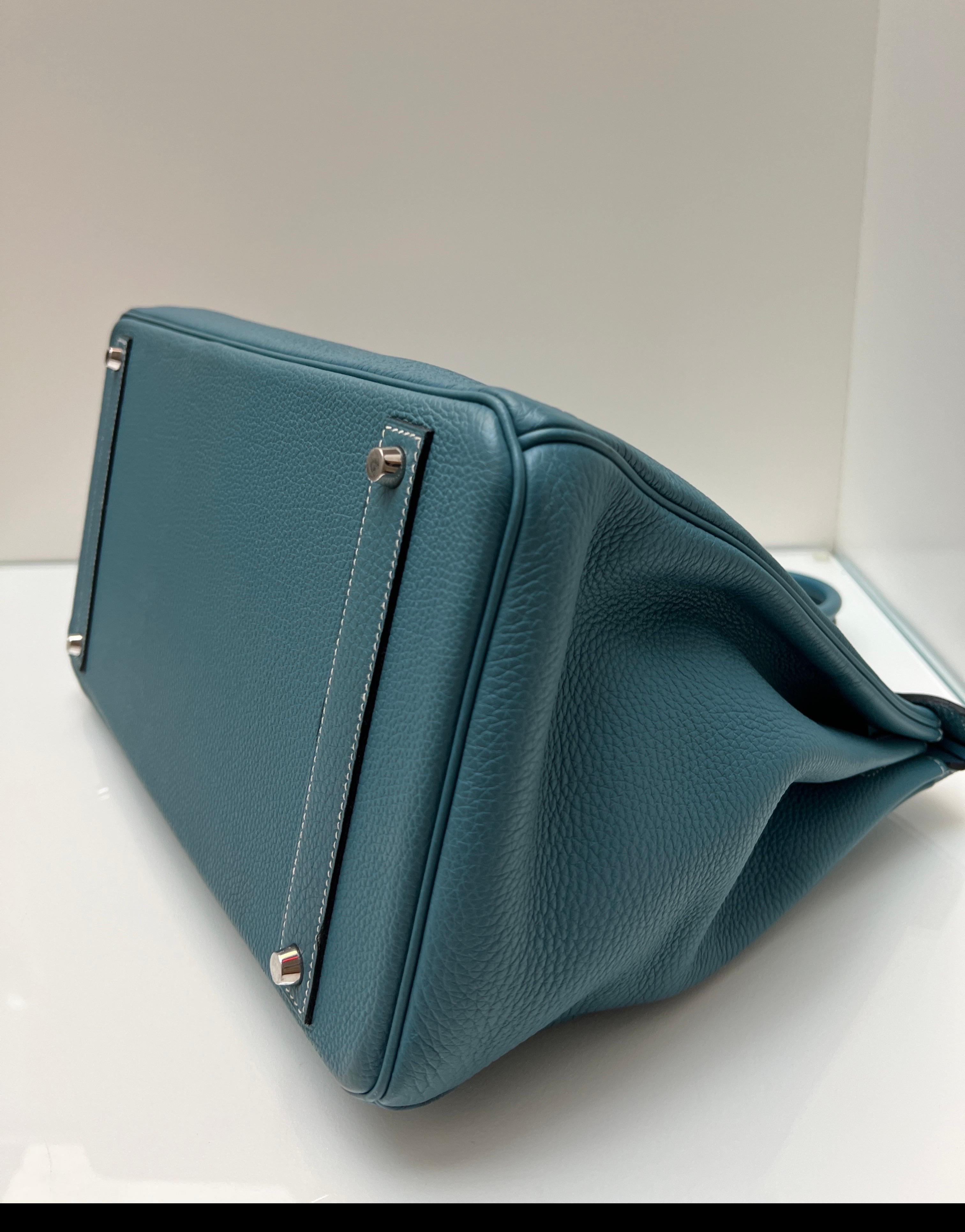 Sac Hermes Birkin 40 Jean bleu en vente 6