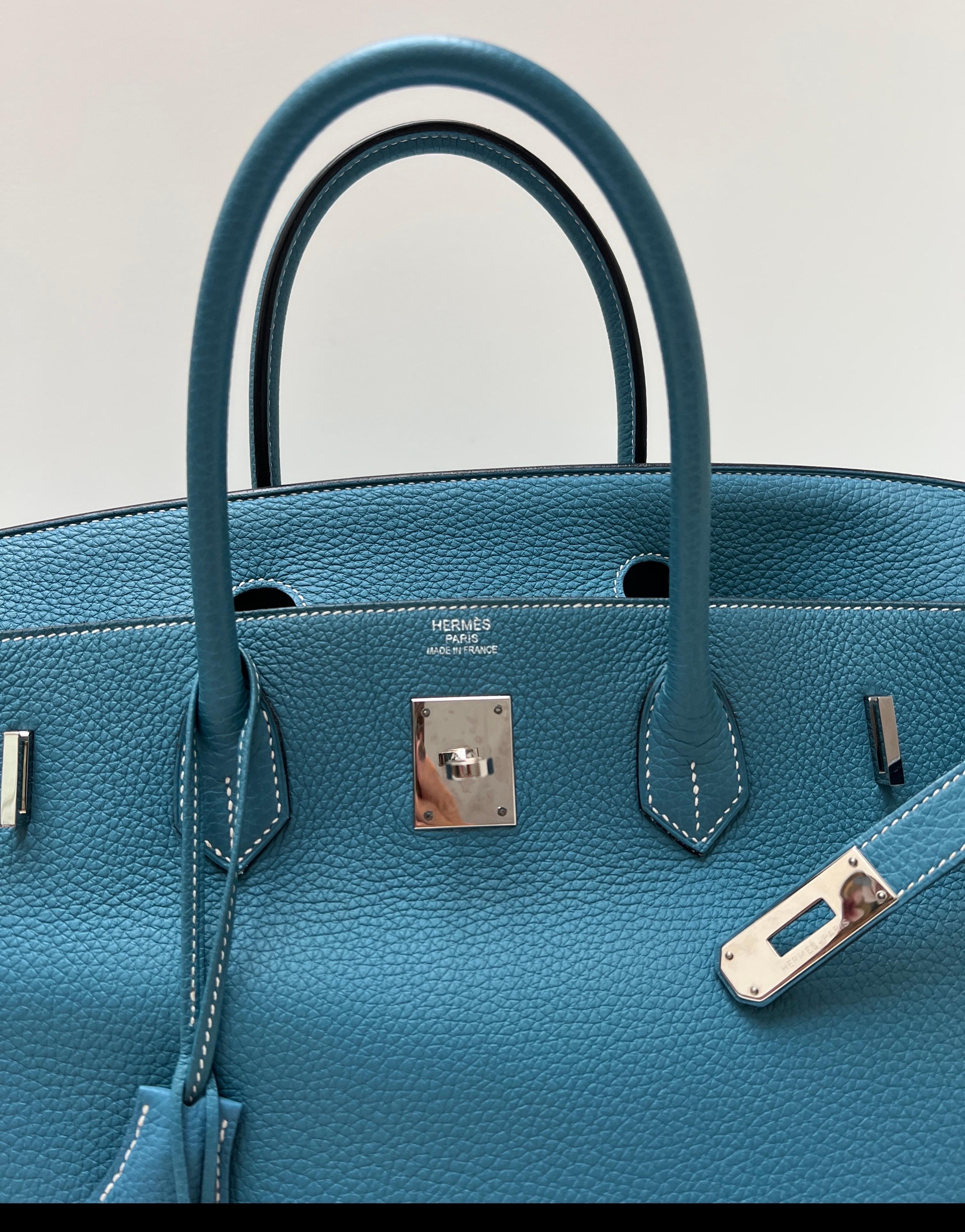 Sac Hermes Birkin 40 Jean bleu en vente 7