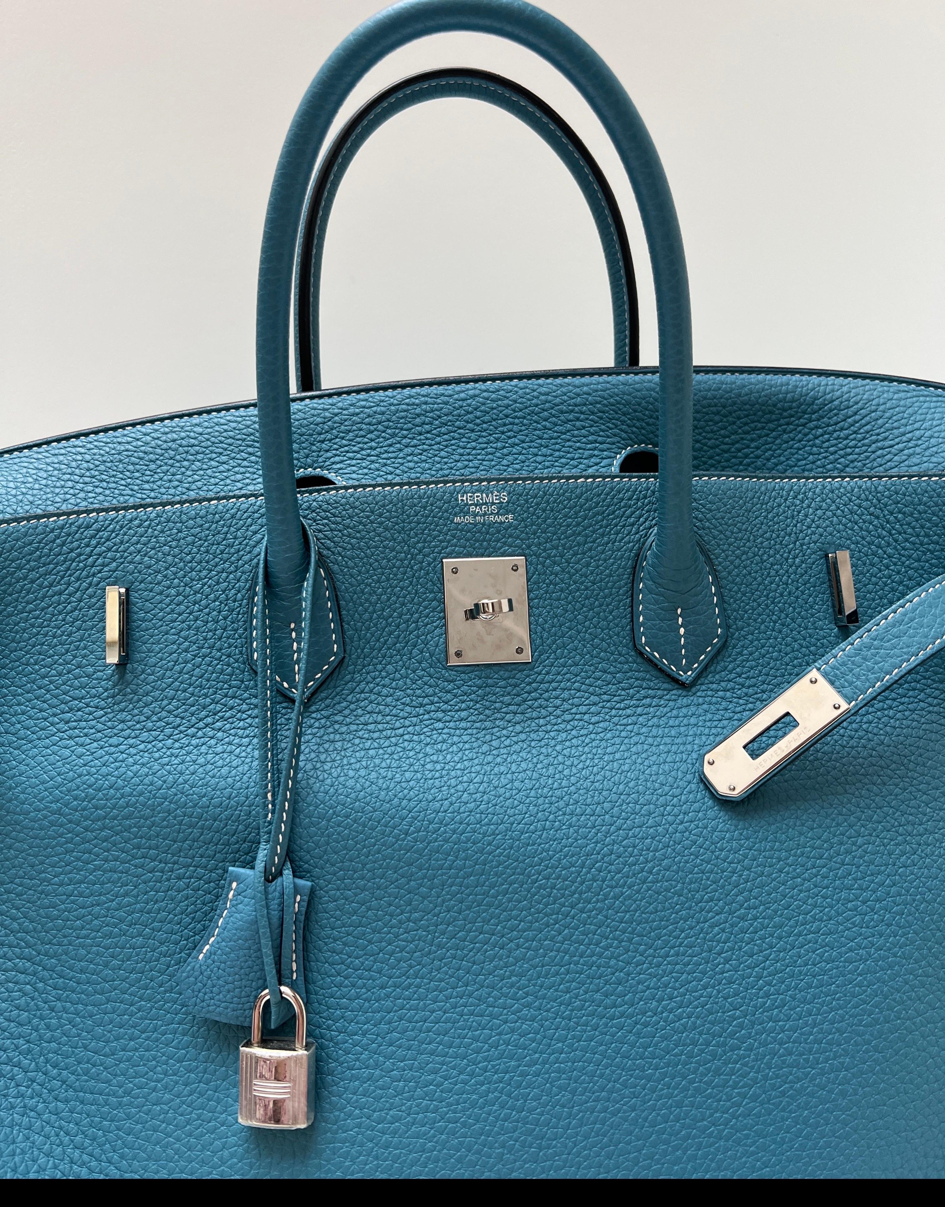 Sac Hermes Birkin 40 Jean bleu en vente 8