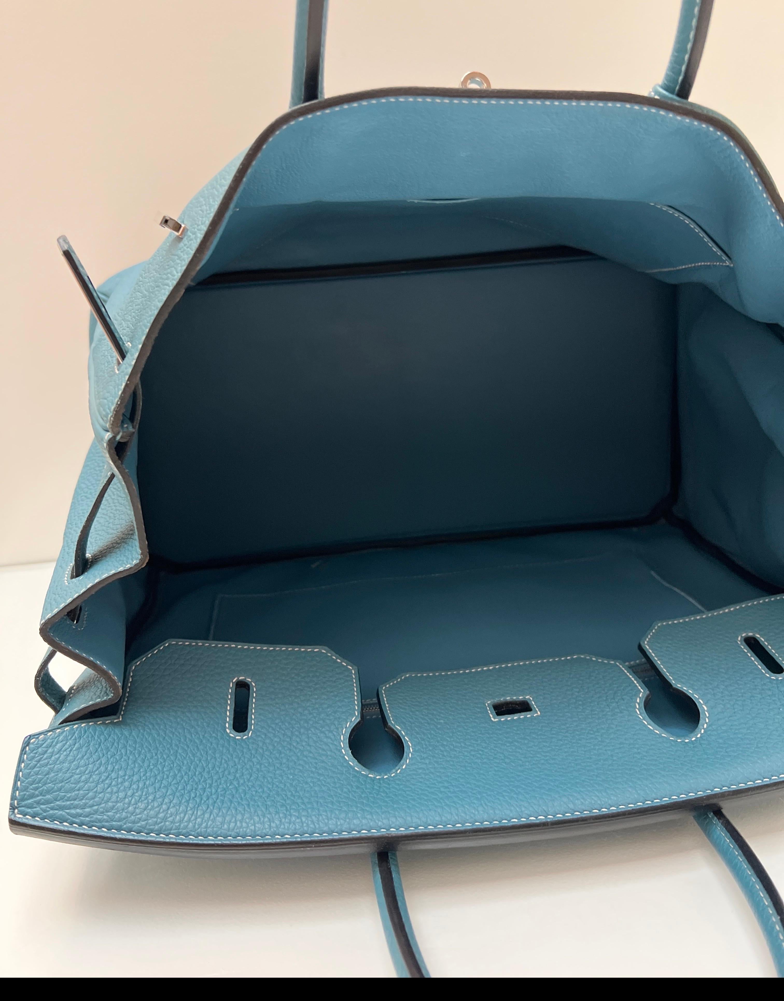 Sac Hermes Birkin 40 Jean bleu en vente 10