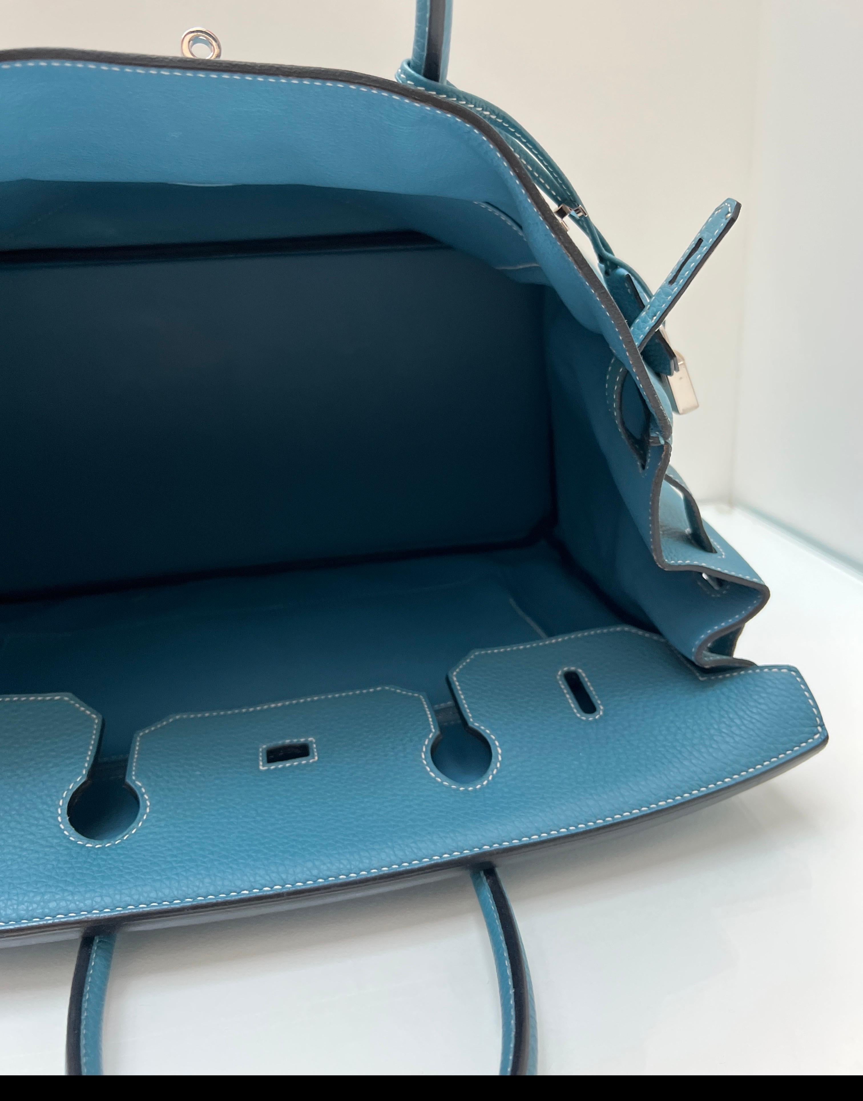 Sac Hermes Birkin 40 Jean bleu en vente 11