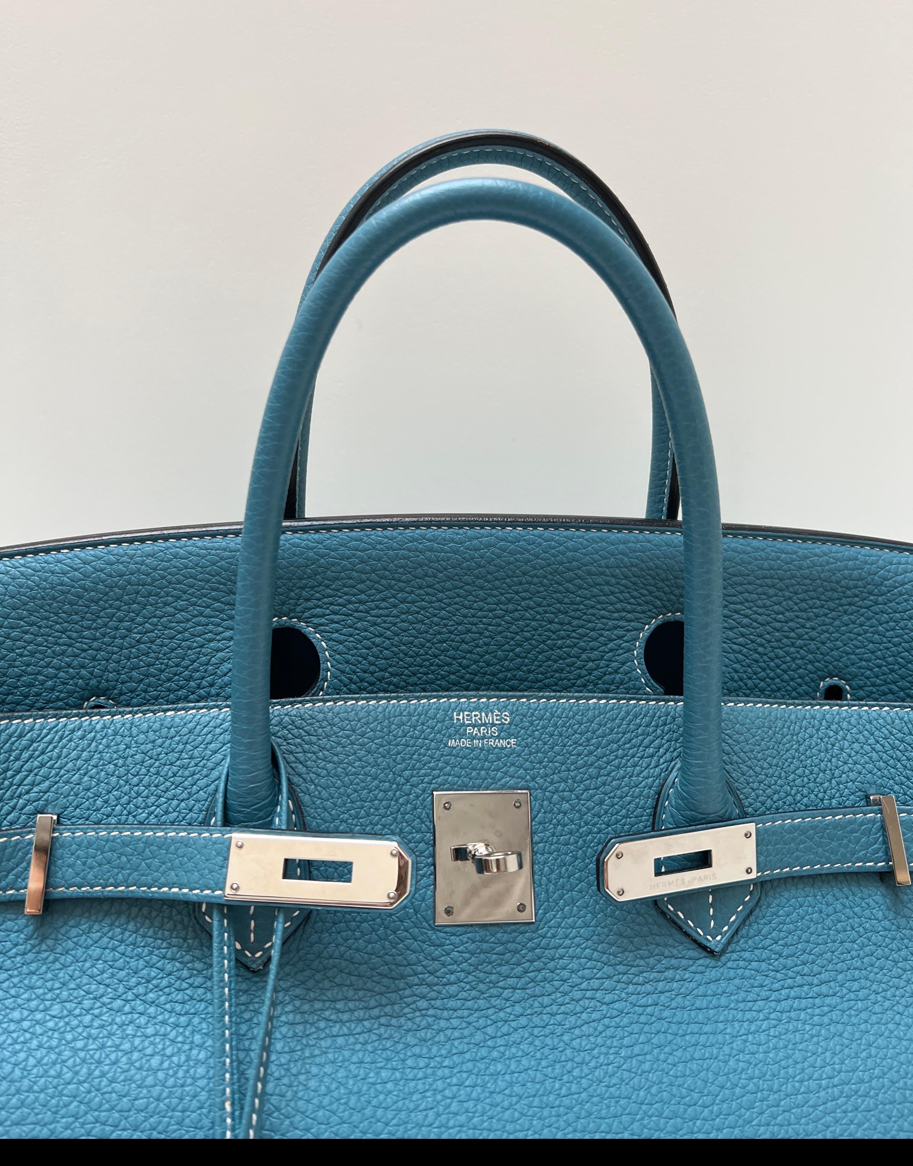 Sac Hermes Birkin 40 Jean bleu en vente 14