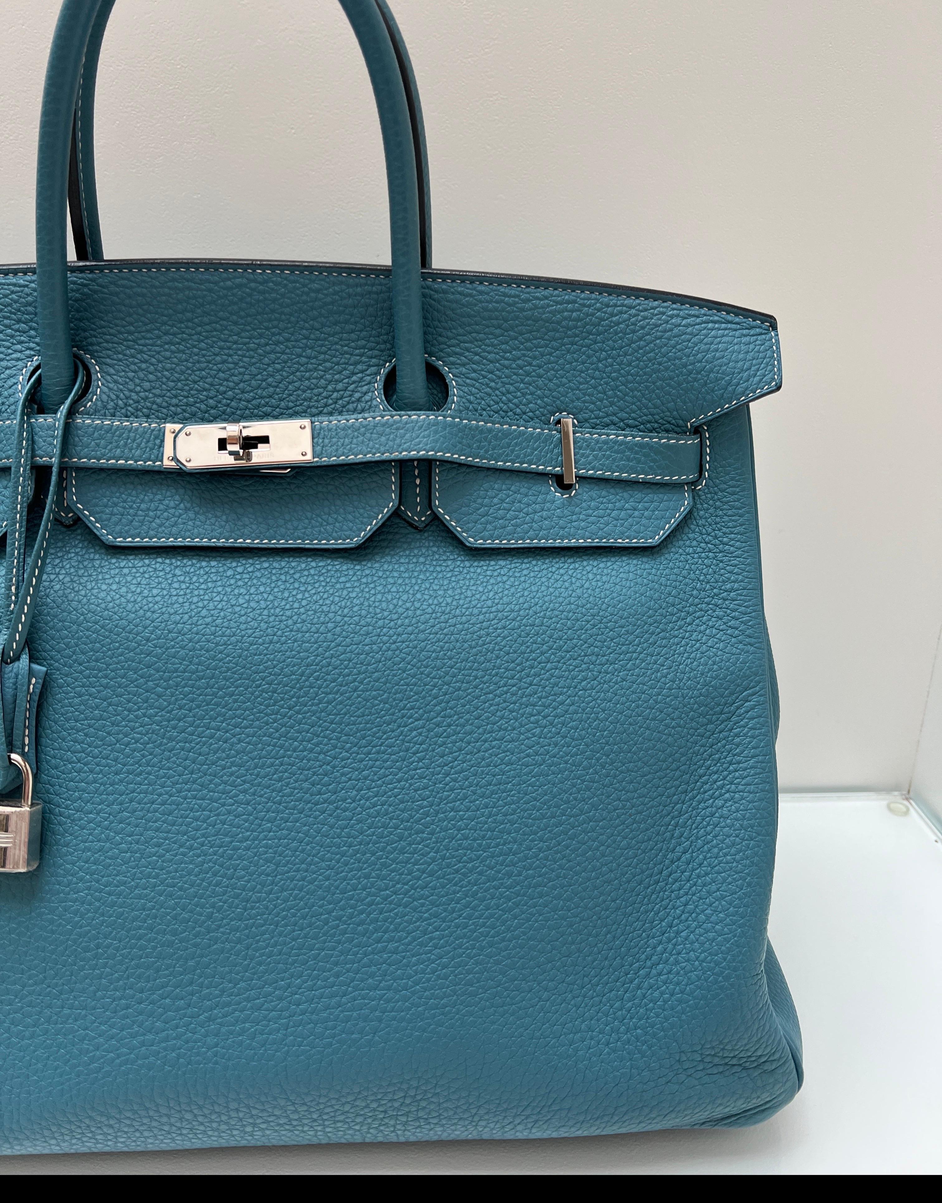 Sac Hermes Birkin 40 Jean bleu Bon état - En vente à Athens, GA