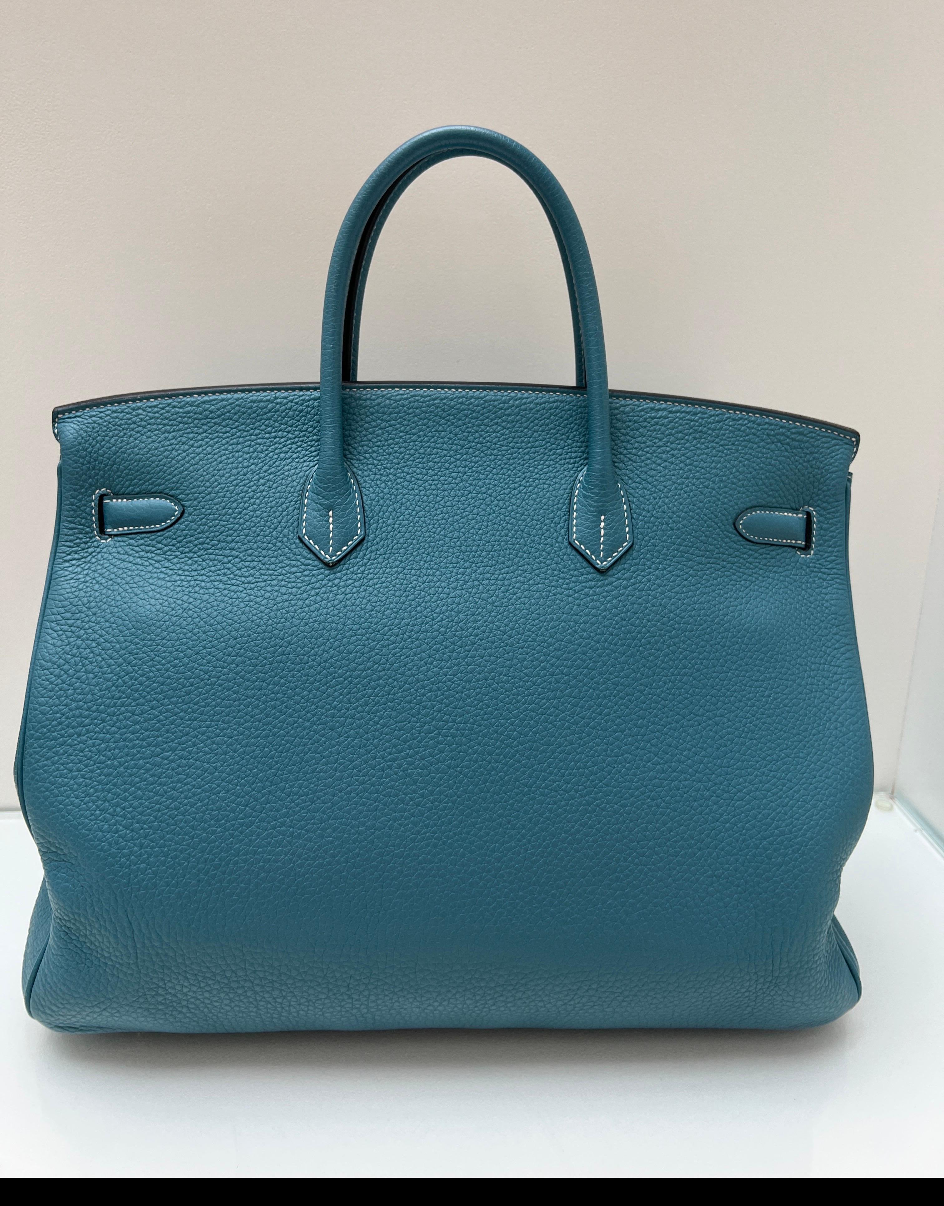 Sac Hermes Birkin 40 Jean bleu Unisexe en vente