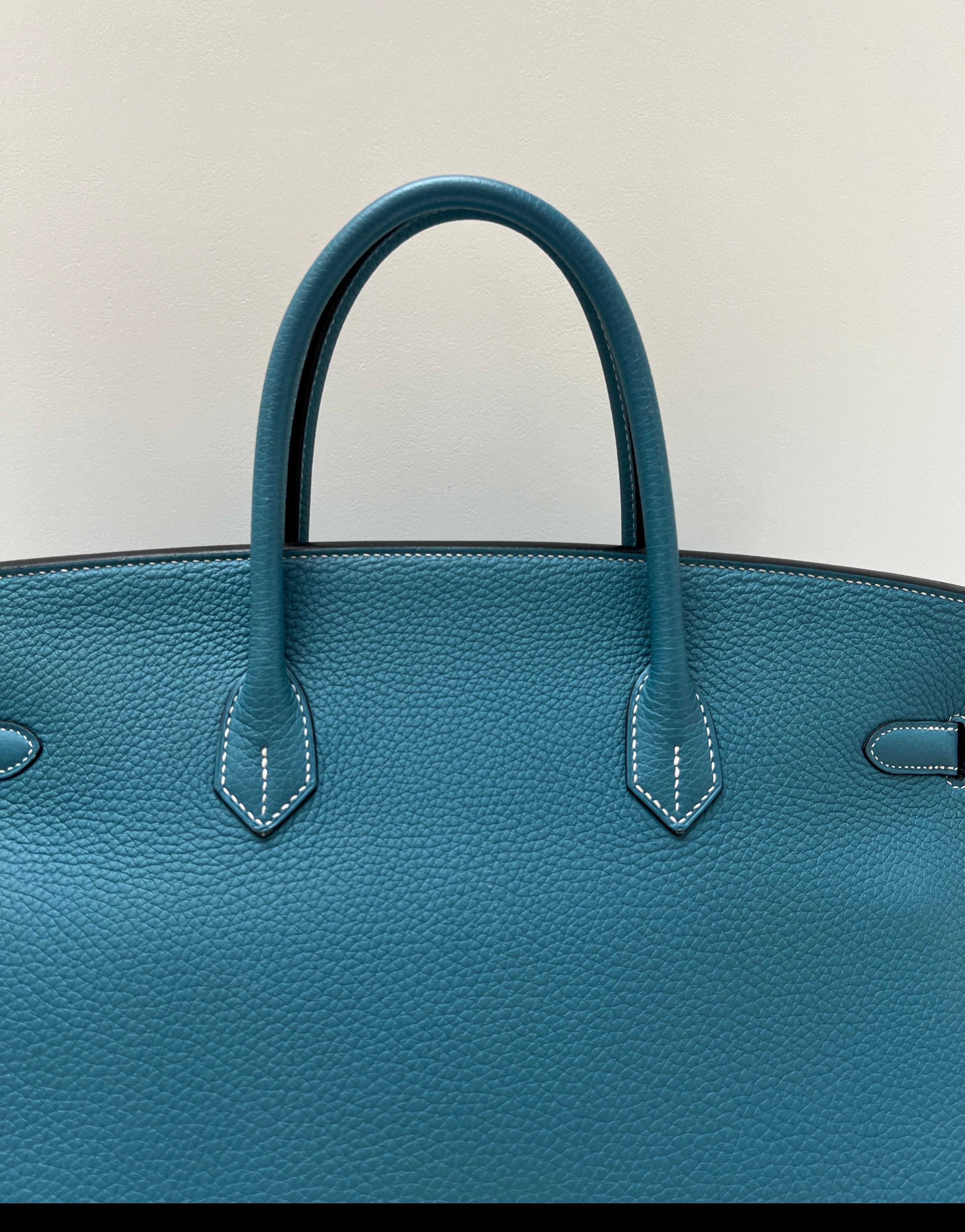 Sac Hermes Birkin 40 Jean bleu en vente 1