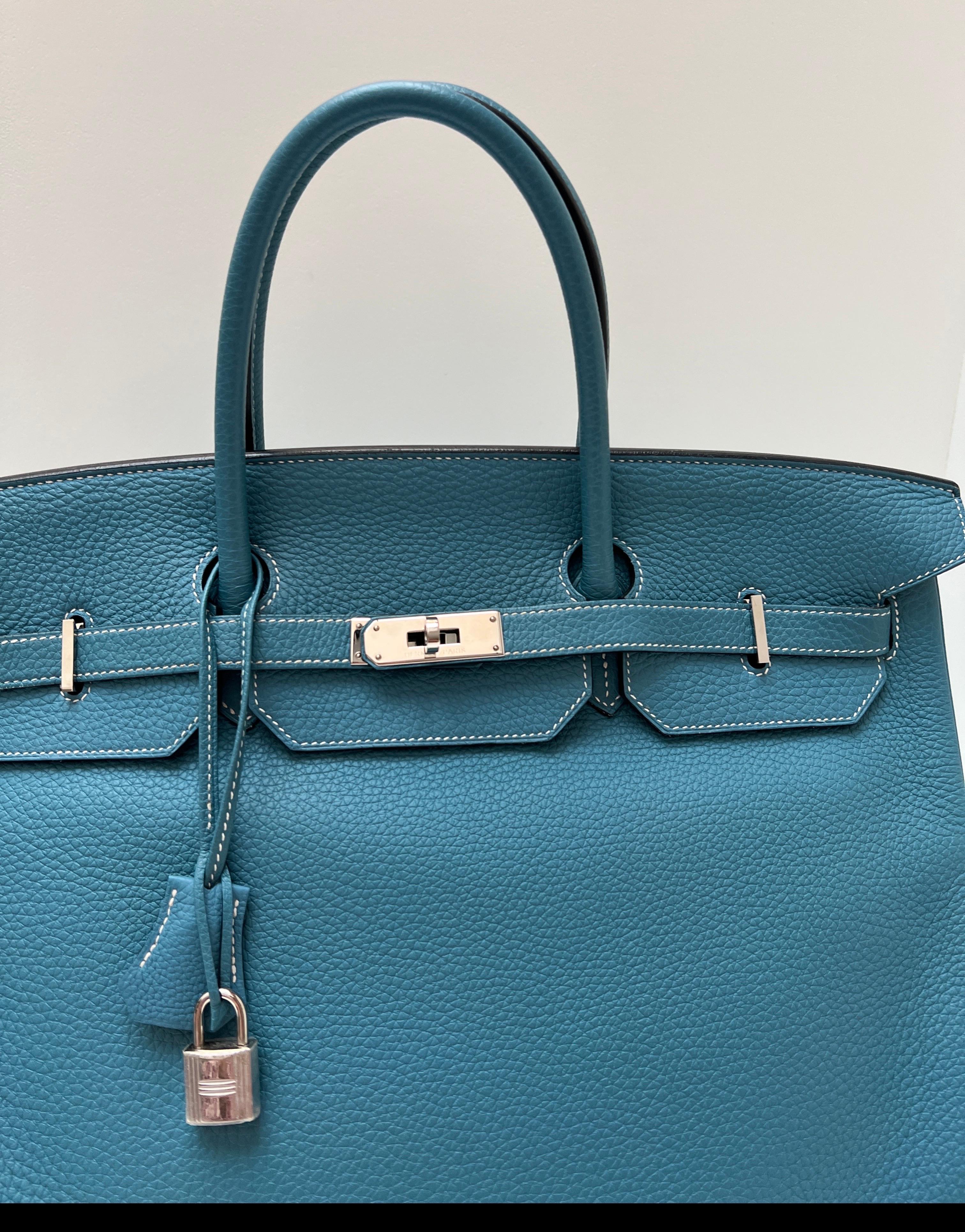 Sac Hermes Birkin 40 Jean bleu en vente 2