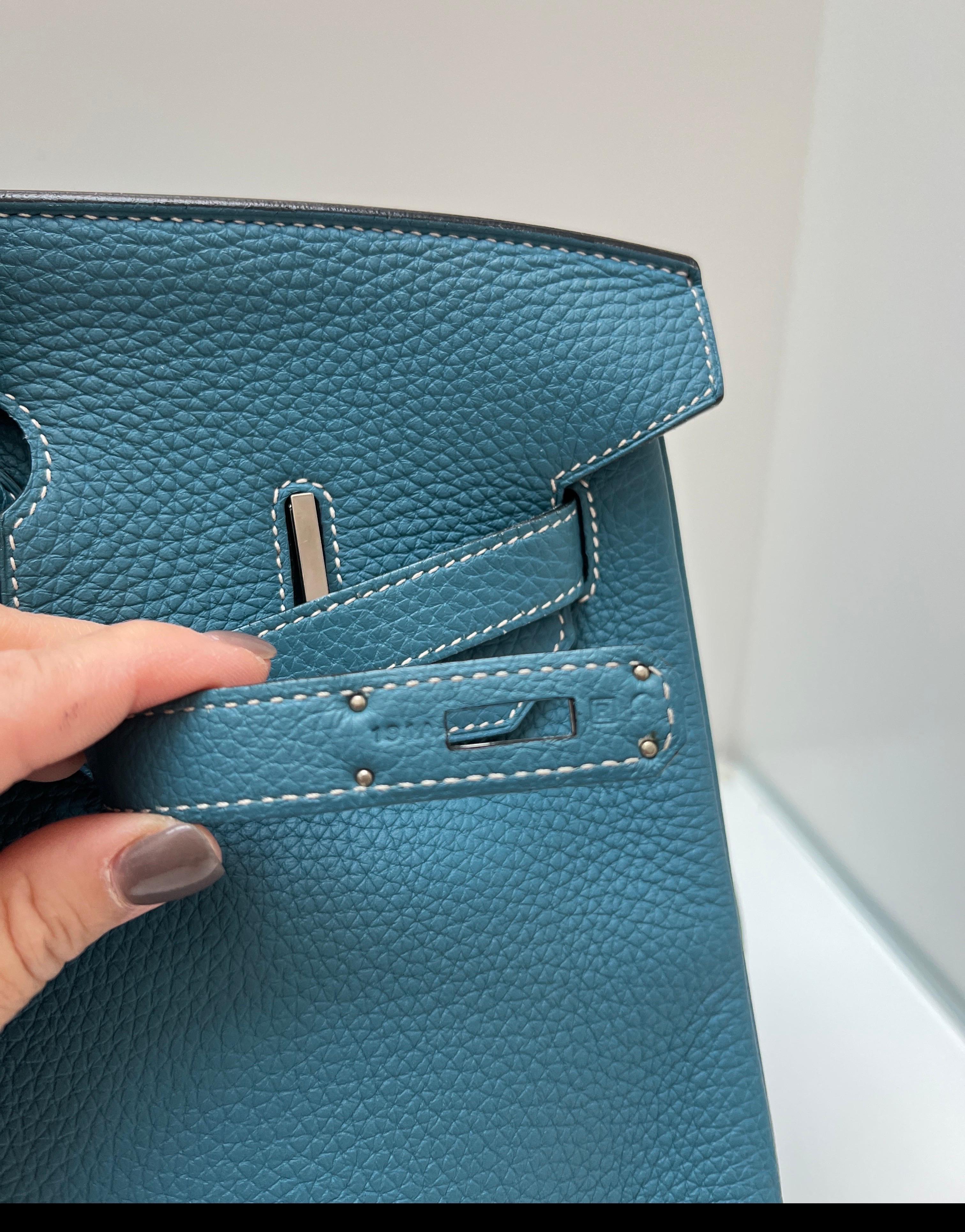 Sac Hermes Birkin 40 Jean bleu en vente 3