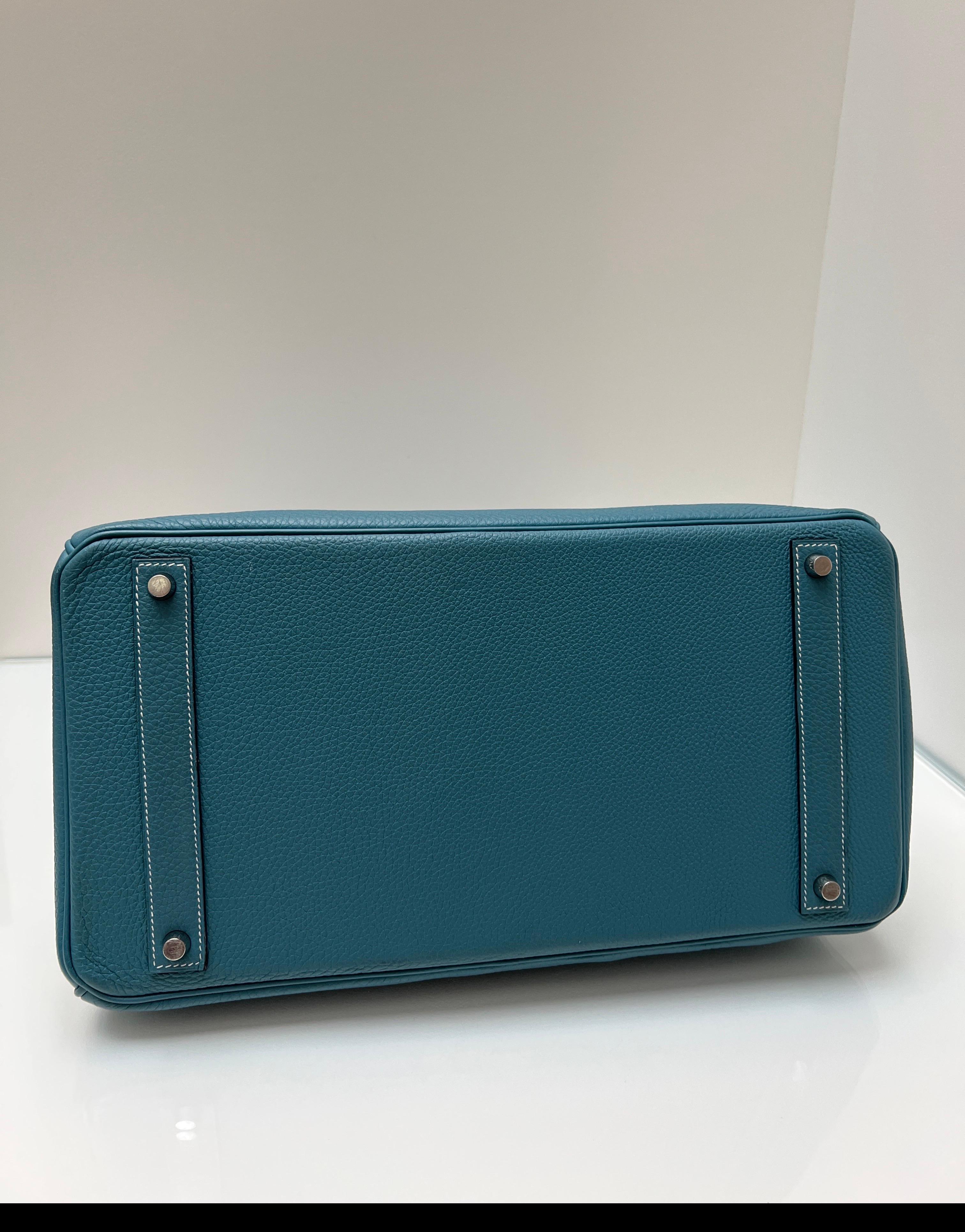 Sac Hermes Birkin 40 Jean bleu en vente 4