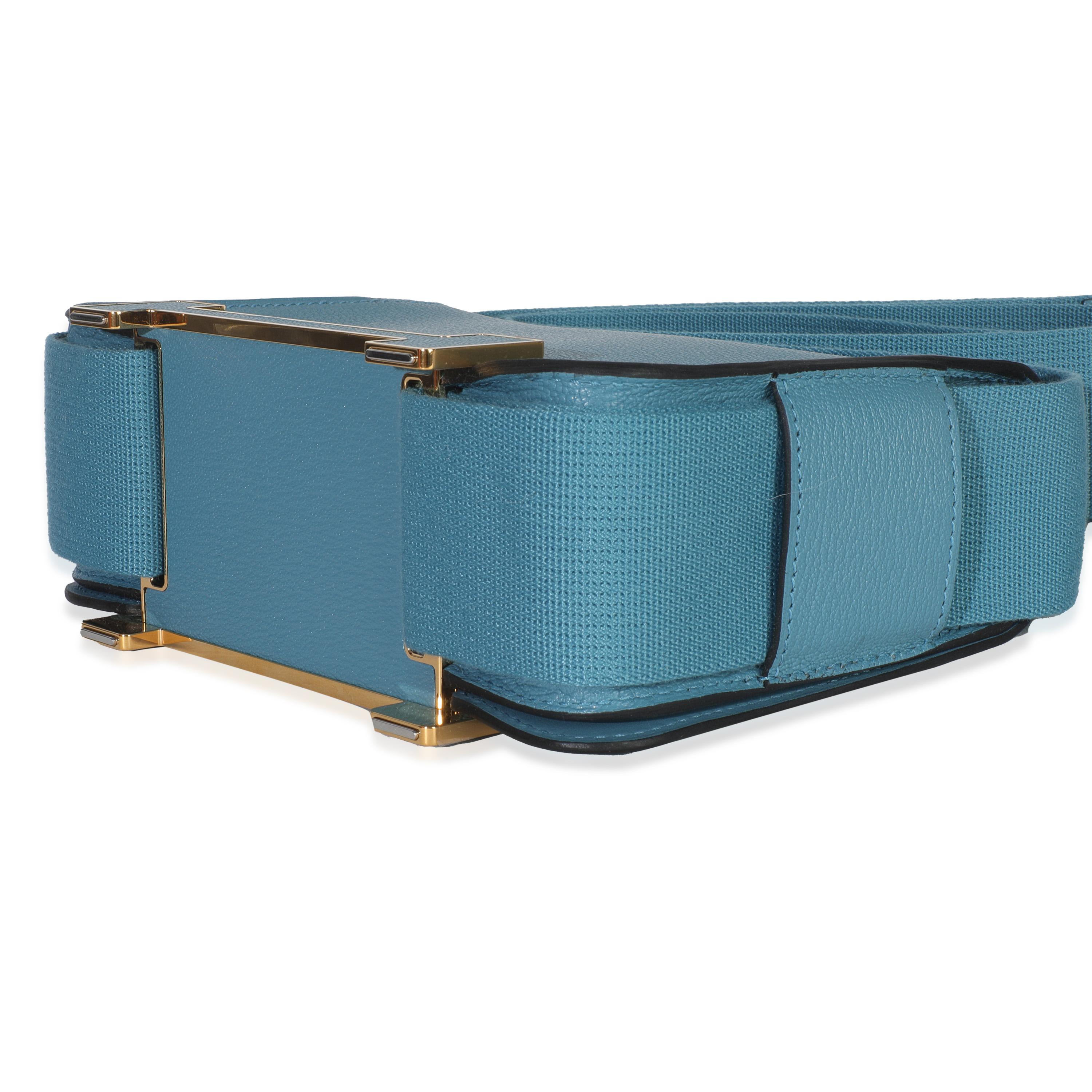 Bleu Hermès Blue Jean Chevre Mysore Geta GHW en vente