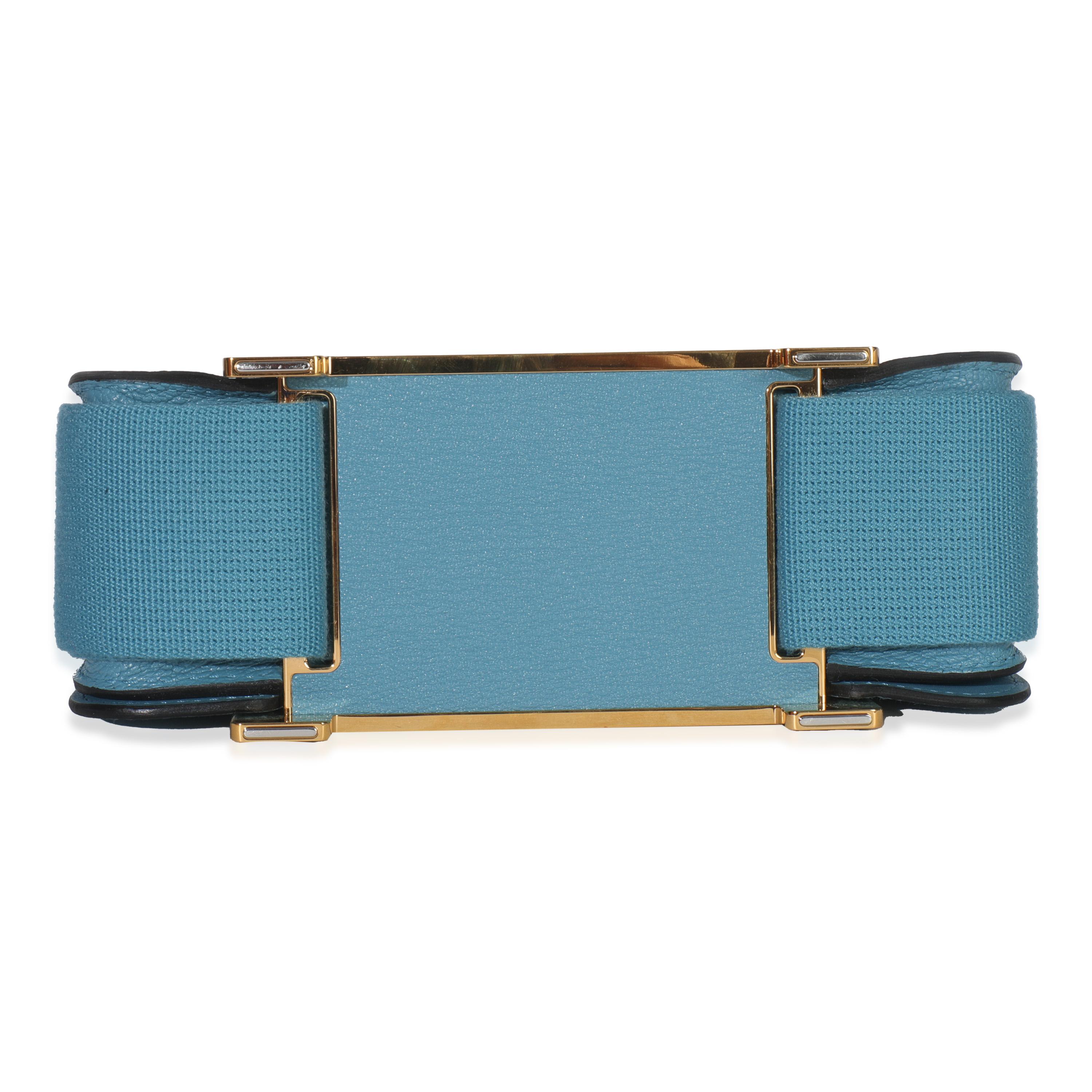 Hermès Blue Jean Chevre Mysore Geta GHW Excellent état - En vente à New York, NY