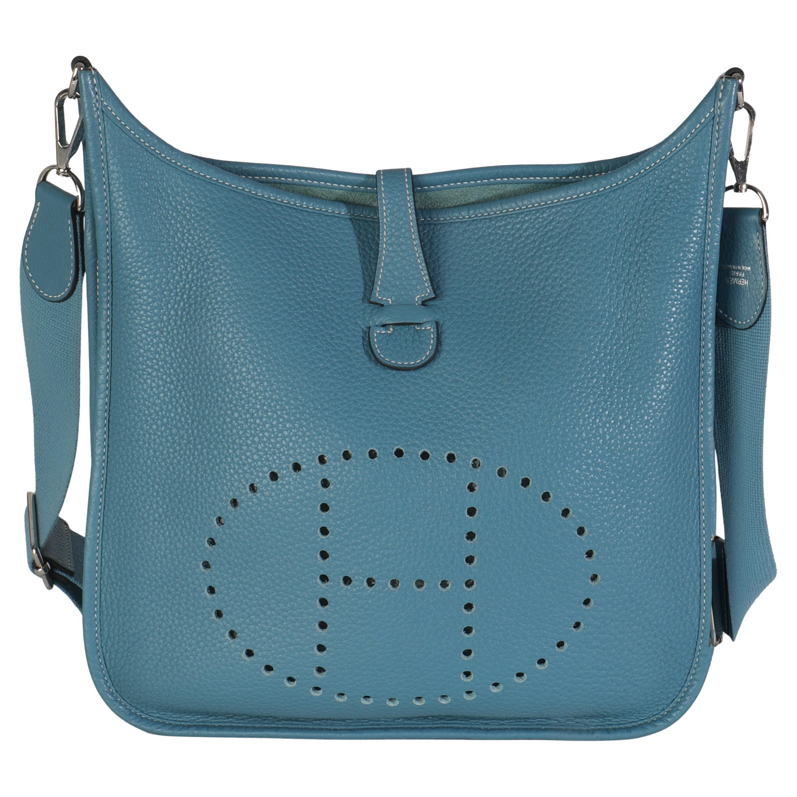 Hermès Blue Jean Clemence Evelyne III PM PHW