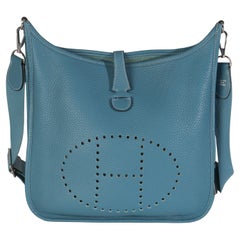 Hermès Blue Jean Clemence Evelyne III PM PHW
