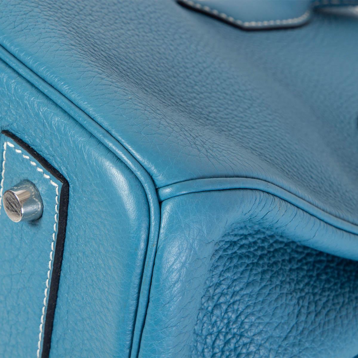 HERMES Blue Jean Clemence leather JPG SHOULDER BIRKIN 2 Bag Palladium 5
