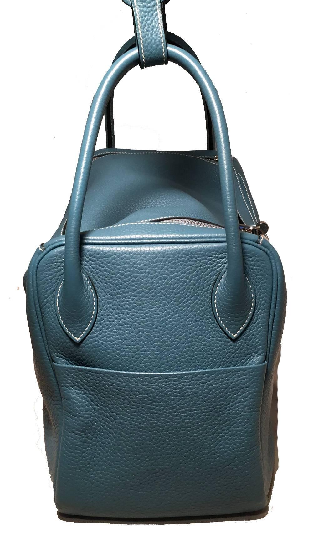 Hermes Blaue Jean Clemence Lindy Tasche aus Leder im Zustand „Hervorragend“ im Angebot in Philadelphia, PA