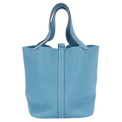 HERMES Blue Clemence Garden Party Bag at 1stDibs