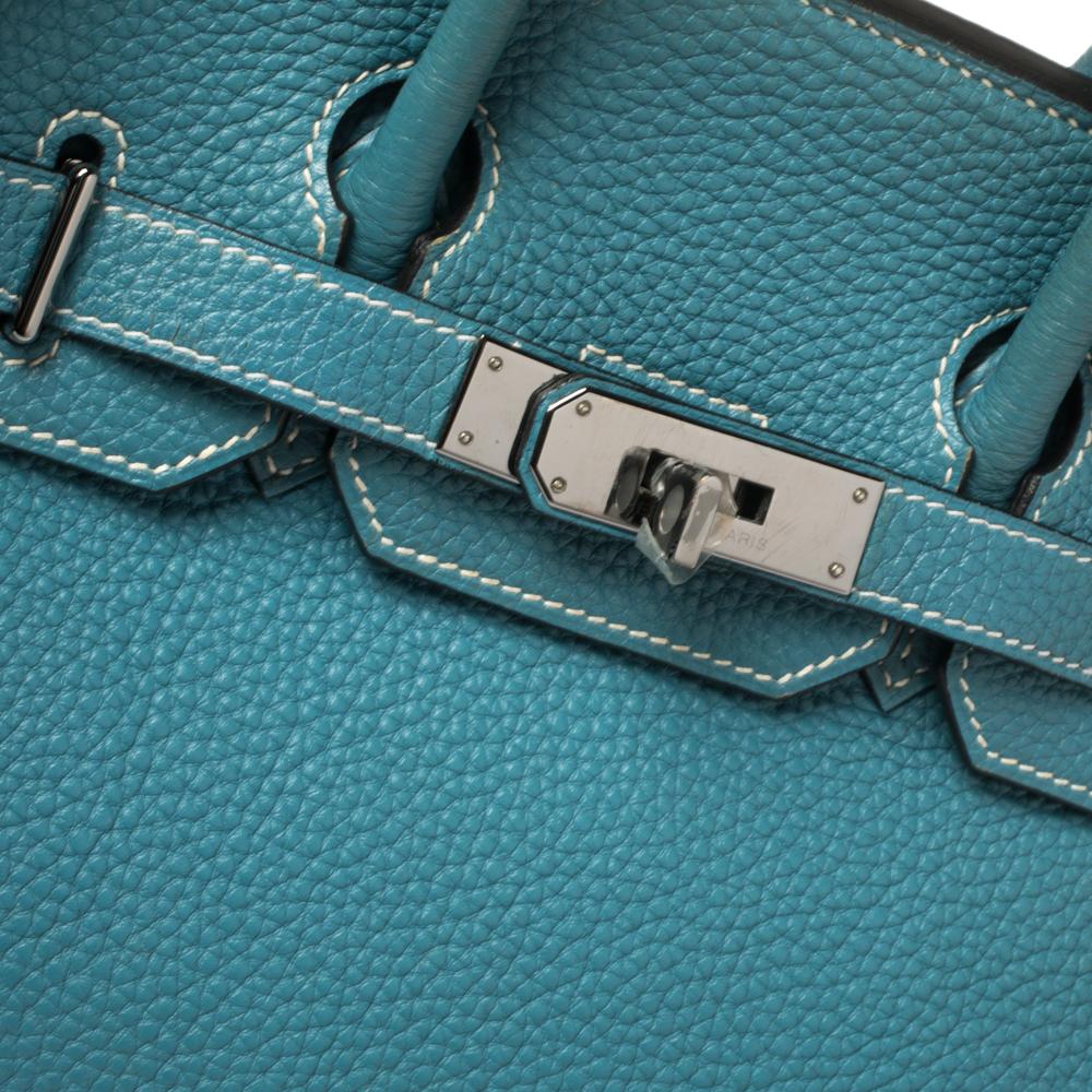 Hermes Blue Jean Clemence Leather Ruthenium Hardware Hac Birkin 28 Bag 7