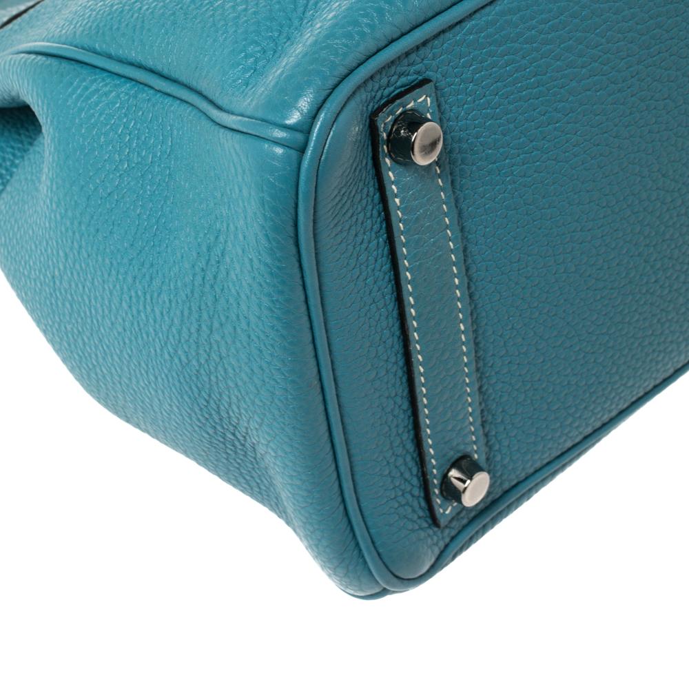 Women's Hermes Blue Jean Clemence Leather Ruthenium Hardware Hac Birkin 28 Bag