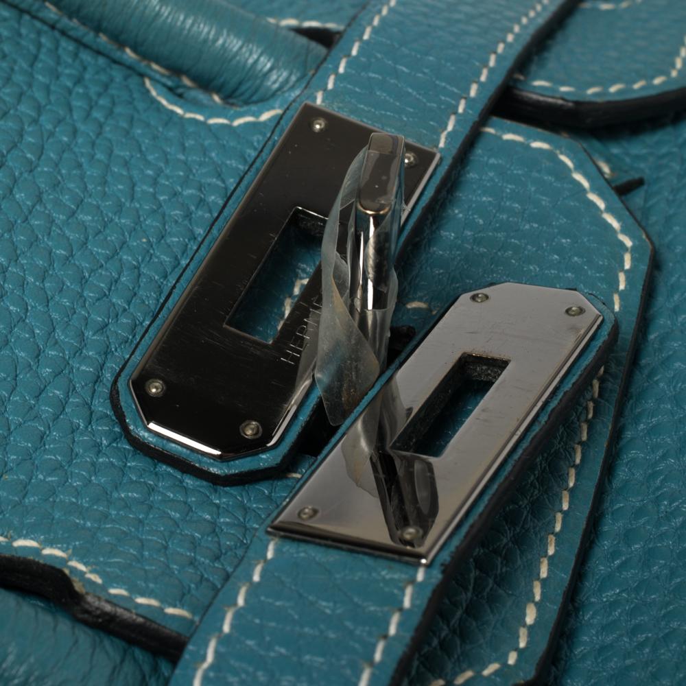 Hermes Blue Jean Clemence Leather Ruthenium Hardware Hac Birkin 28 Bag 2