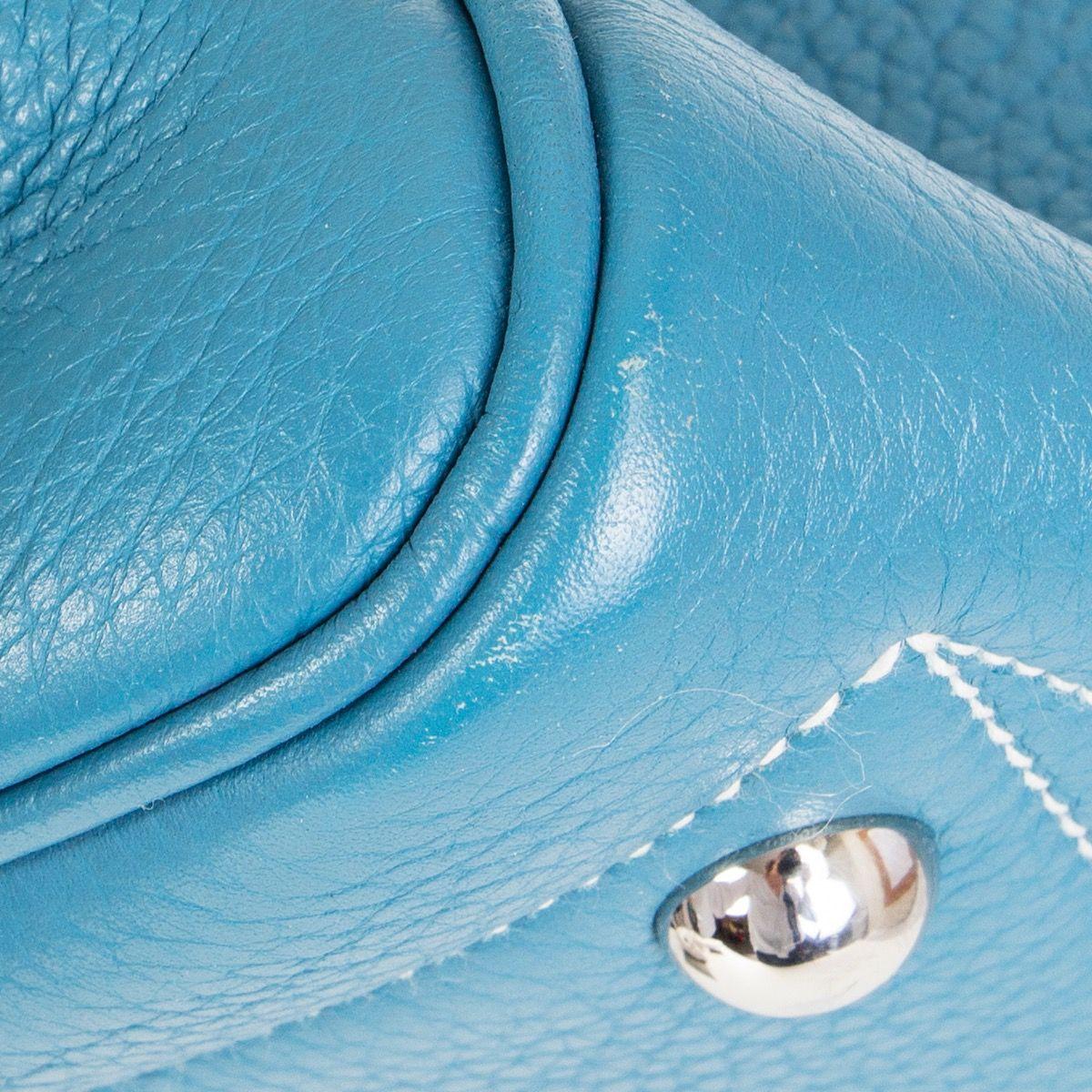 HERMES Blue Jean Clemence leather VICTORIA FOURRE-TOUT 35 Shoulder Bag 6