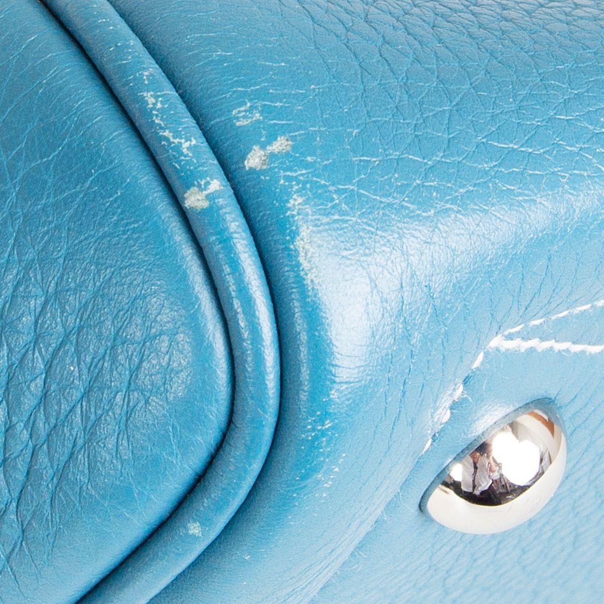HERMES Blue Jean Clemence leather VICTORIA FOURRE-TOUT 35 Shoulder Bag 7