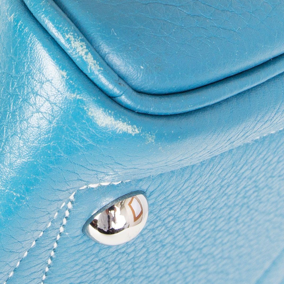 HERMES Blue Jean Clemence leather VICTORIA FOURRE-TOUT 35 Shoulder Bag 8